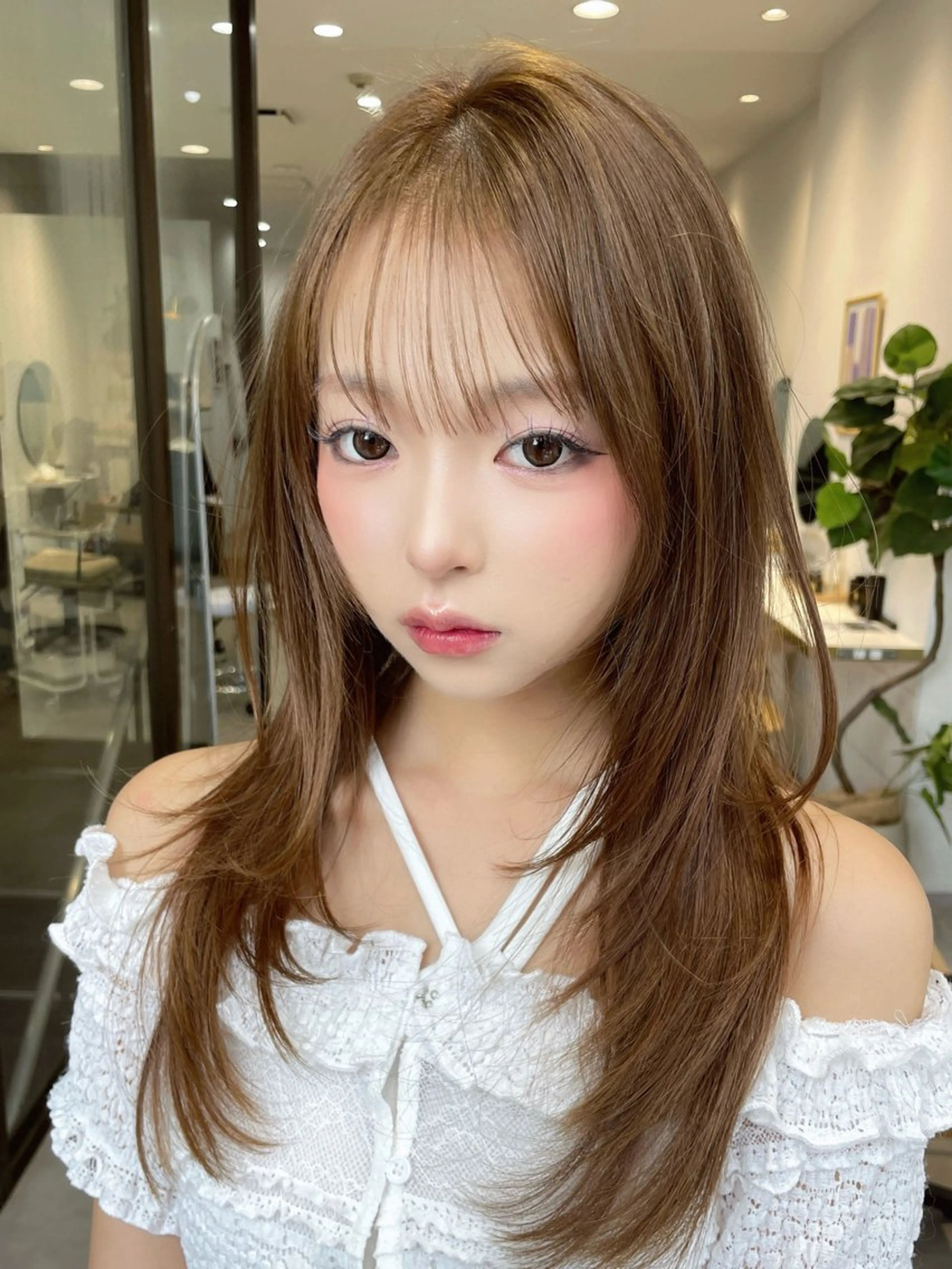 ロング ハッシュカット レイヤーカット カット ヘアカラー トリートメント 韓国レイヤー/透明感 /髪質改善/アジキのヘアスタイル