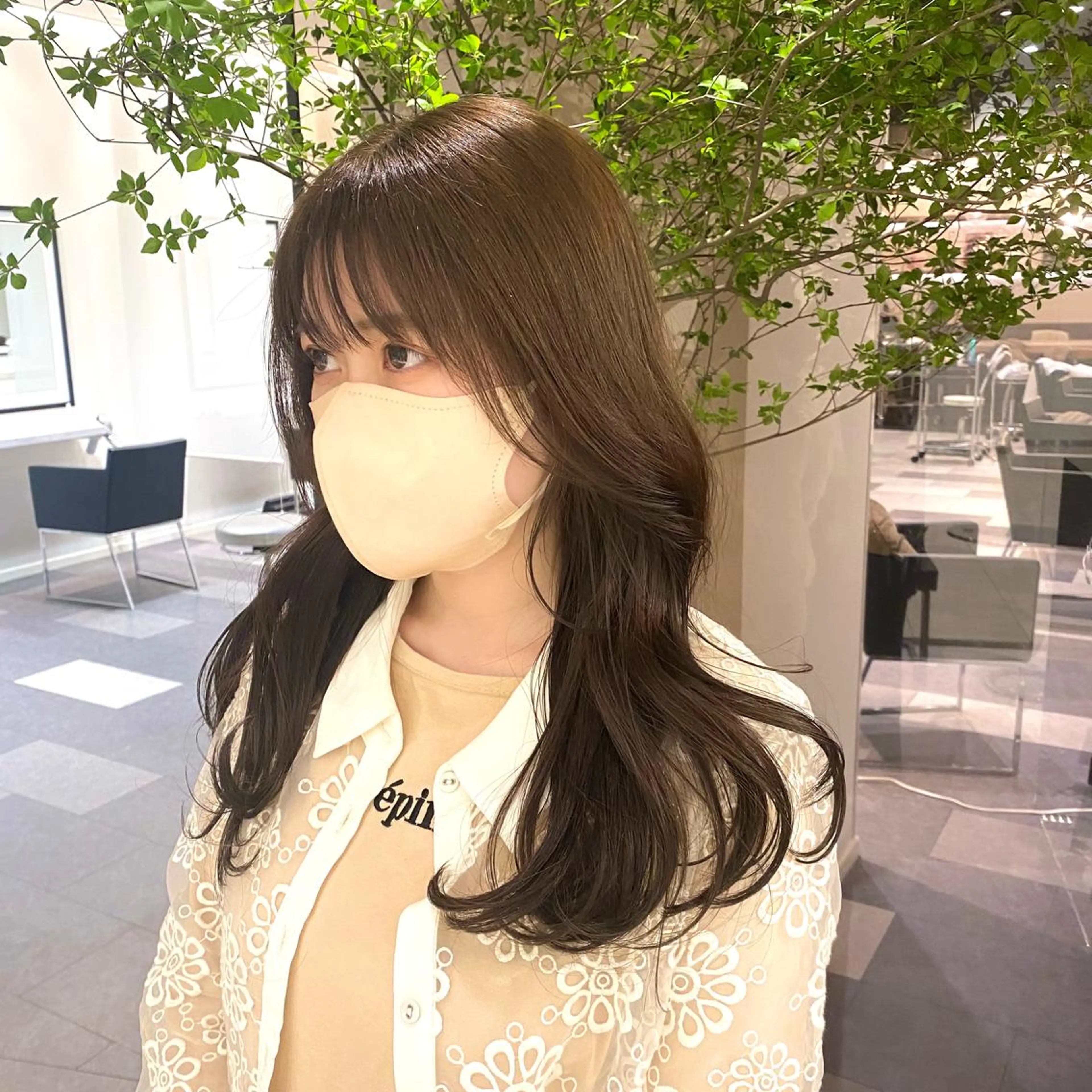 ロング ボブ 顔周りカット ハイライト レイヤーカット 縮毛矯正 カット ヘアカラー 巻ける縮毛矯正/艶 カラーchika🩵のヘアスタイル