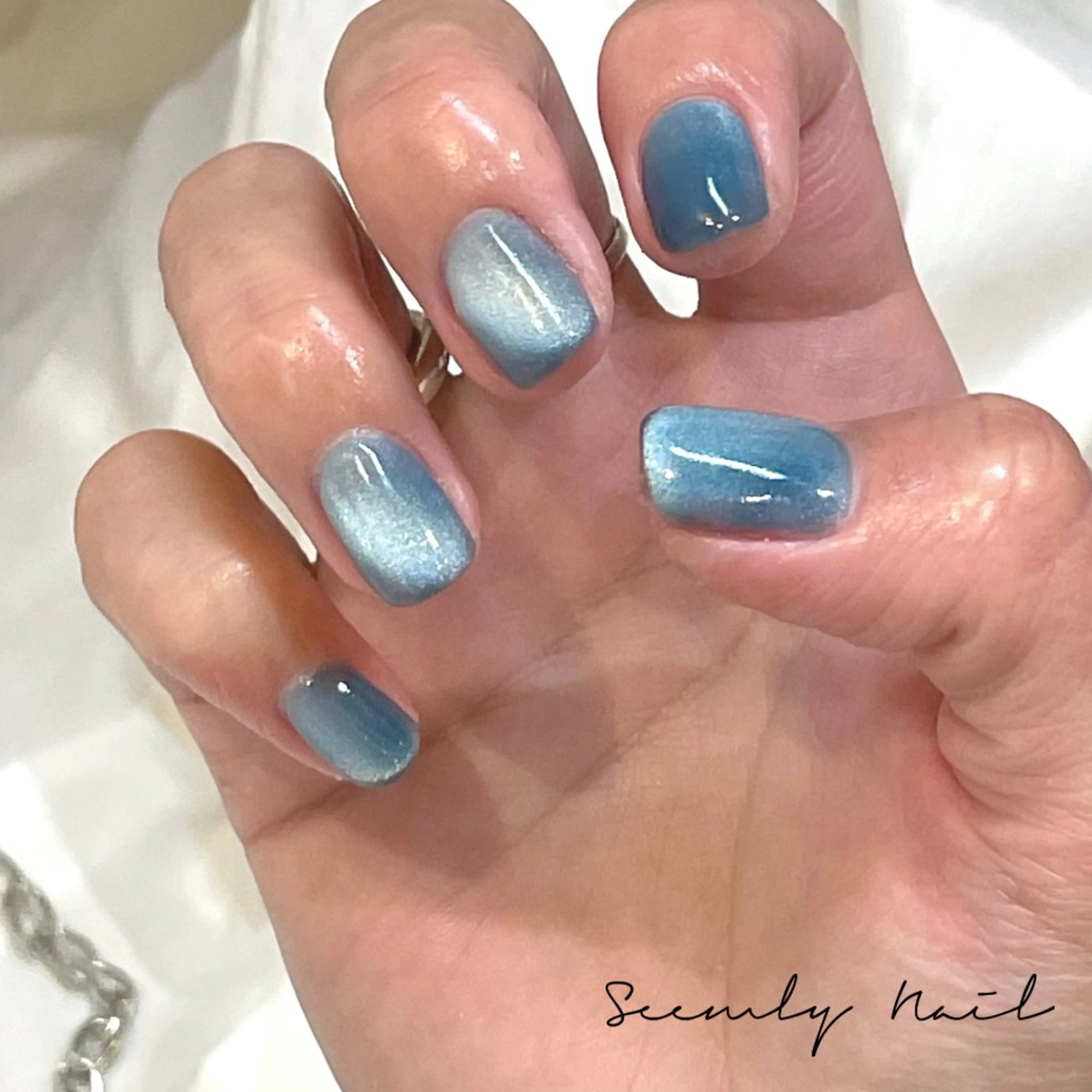 ネイル グラデーション マグネットネイル 大理石ネイル(マーブル) オフィスネイル ワンカラーネイル Seemly 千田町店所属・フラワーパラジェル 🌸シームリーエミのネイルデザイン
