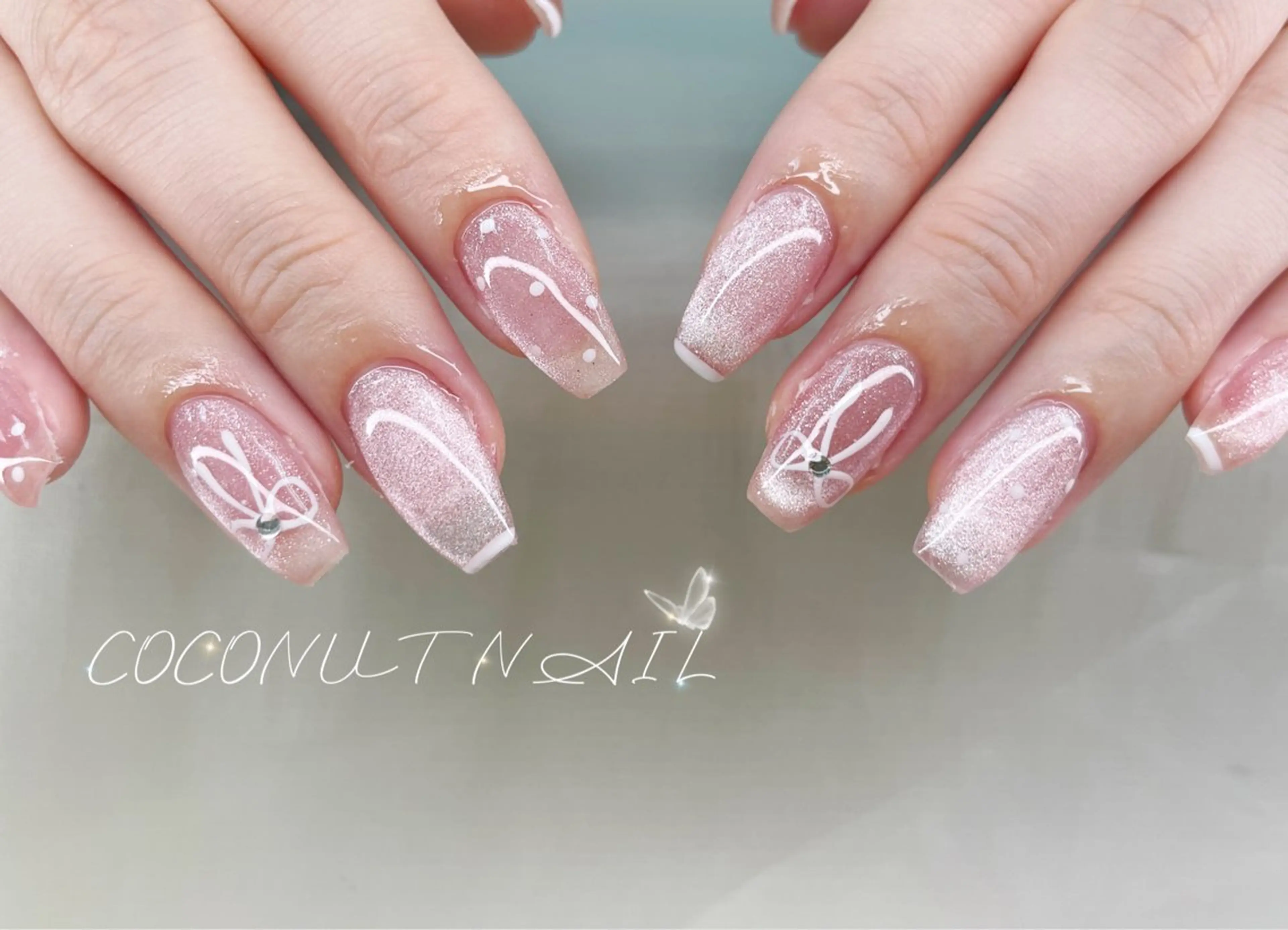 ネイル べっ甲ネイル フレンチネイル キラキラネイル マグネットネイル 大理石ネイル(マーブル) 神田 ココナッツのネイルデザイン