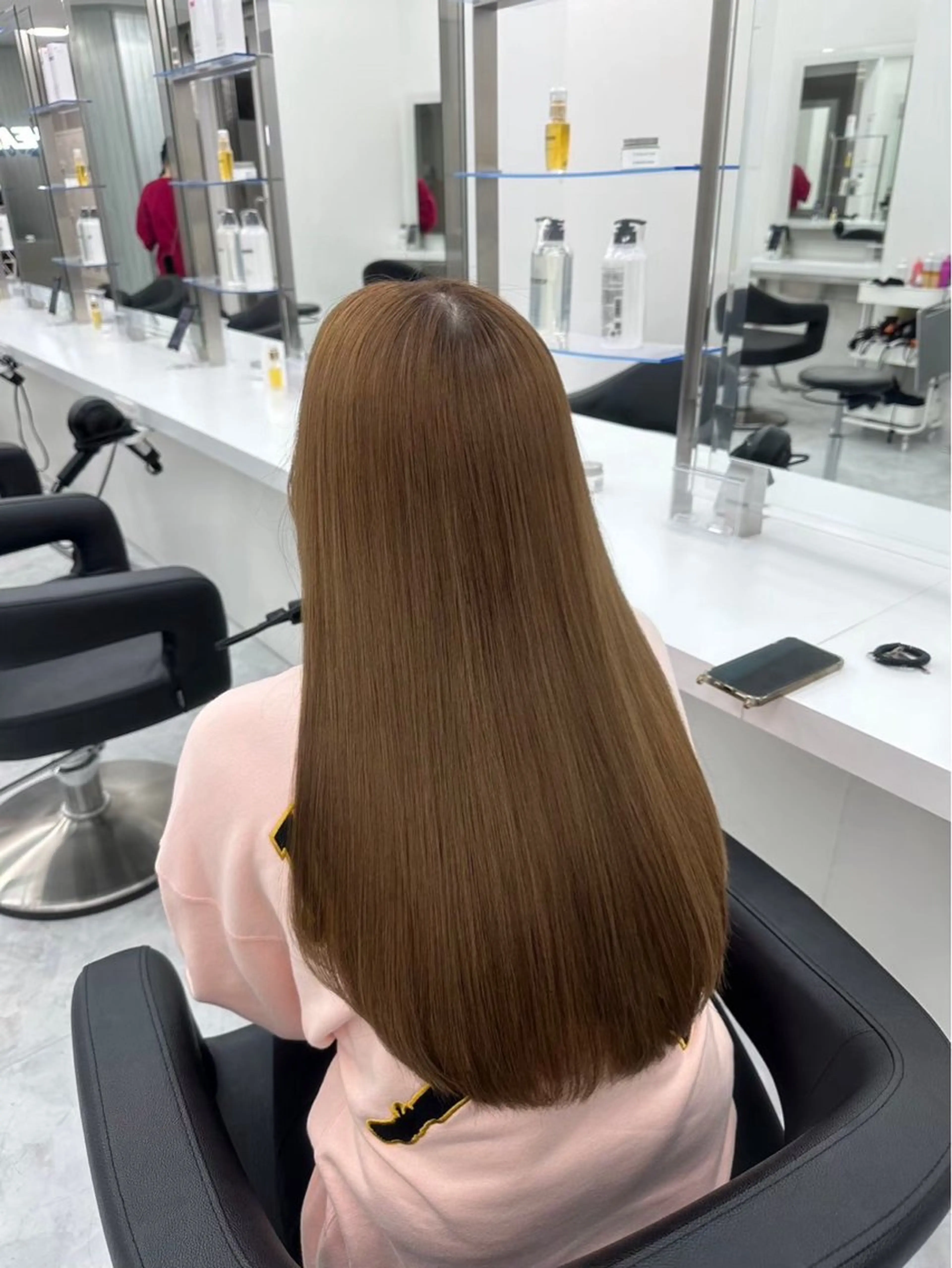 ロング ヘアカラー トリートメント ヘッドスパ ヘアセット 韓国ヘア/ブリーチ無 しWカラー/オリーブのヘアスタイル