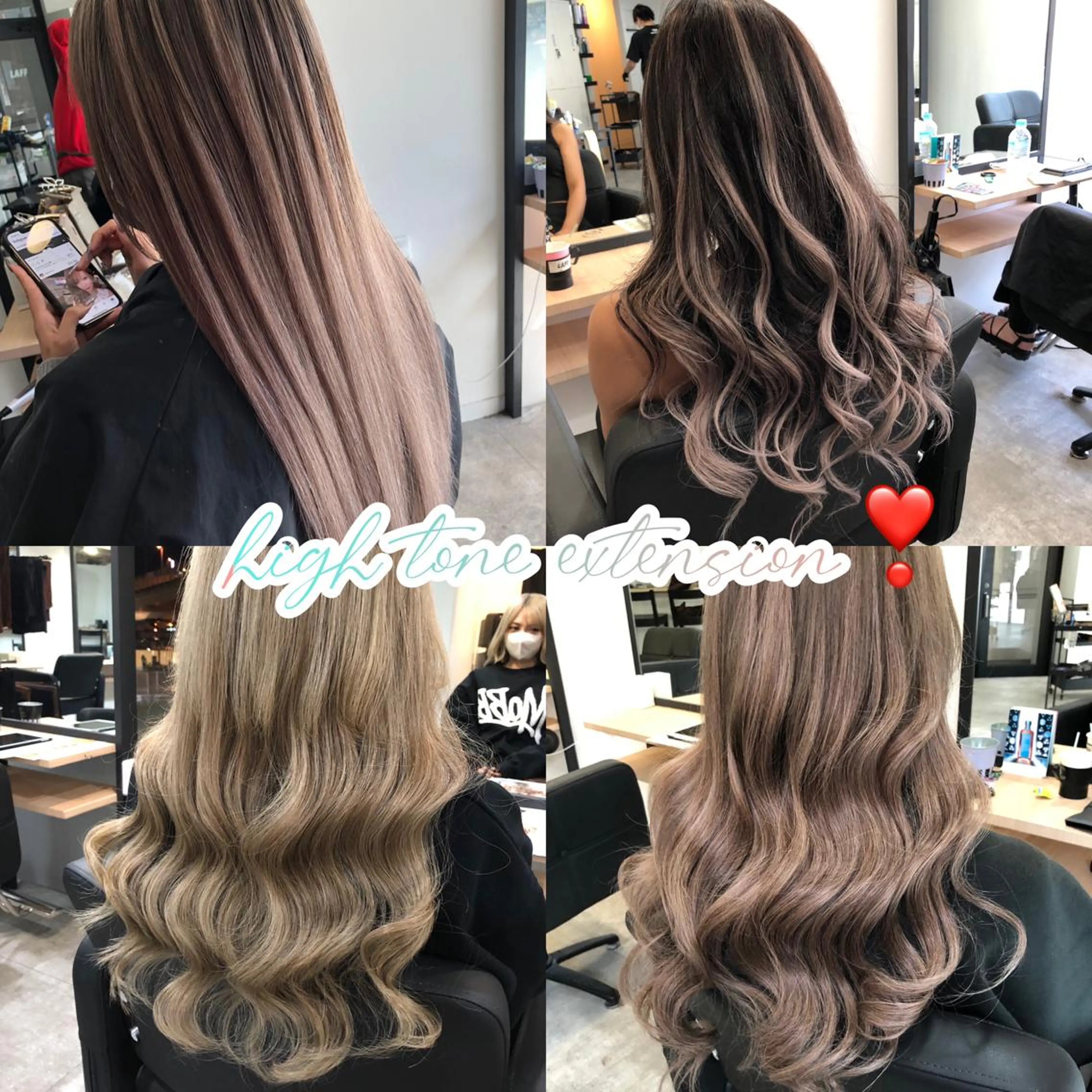 ロング カラー ヘアアレンジ ハイトーンカラー エクステ づまさん カラーエクステ難波のヘアスタイル