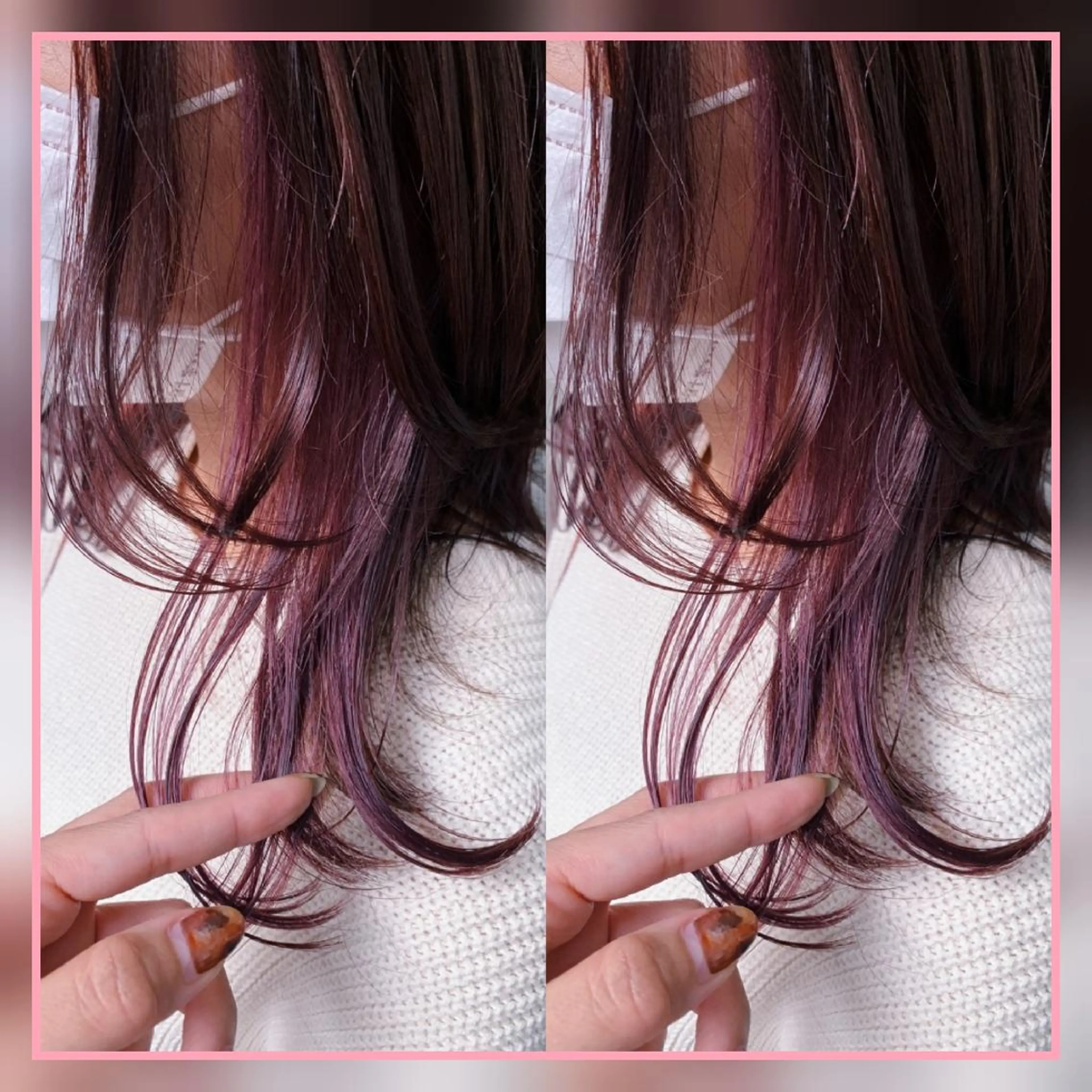 セミロング カラー ベージュカラー ブリーチ ボルドーカラー インナーカラー ラベンダーカラー [Lil by  JIL BLAN]所属・田中 孝征のヘアスタイル