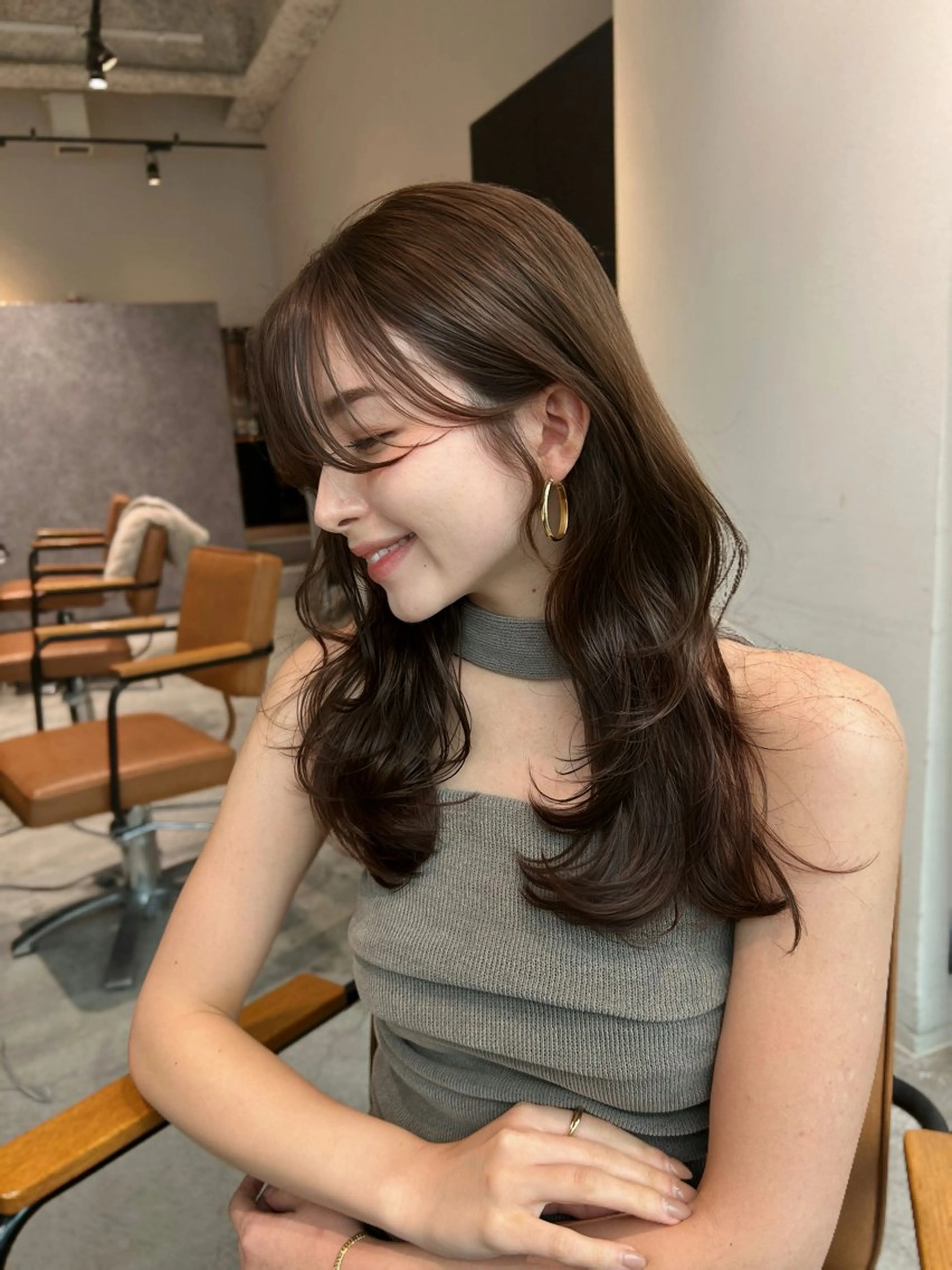 セミロング 奥田 蓮のヘアスタイル