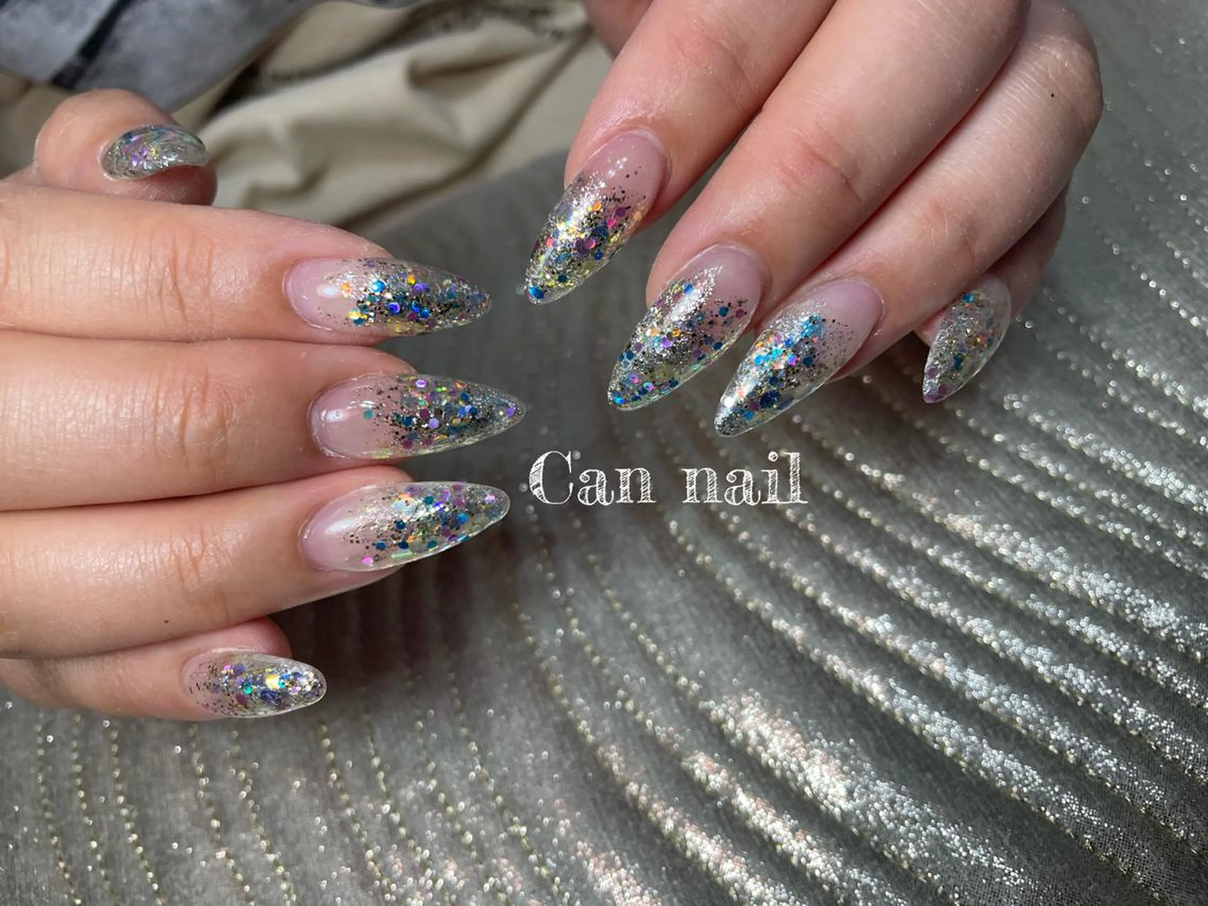 ロング ネイル ラメ(グリッター) ラメグラデーション スカルプネイル Parfum パルファンのネイルデザイン