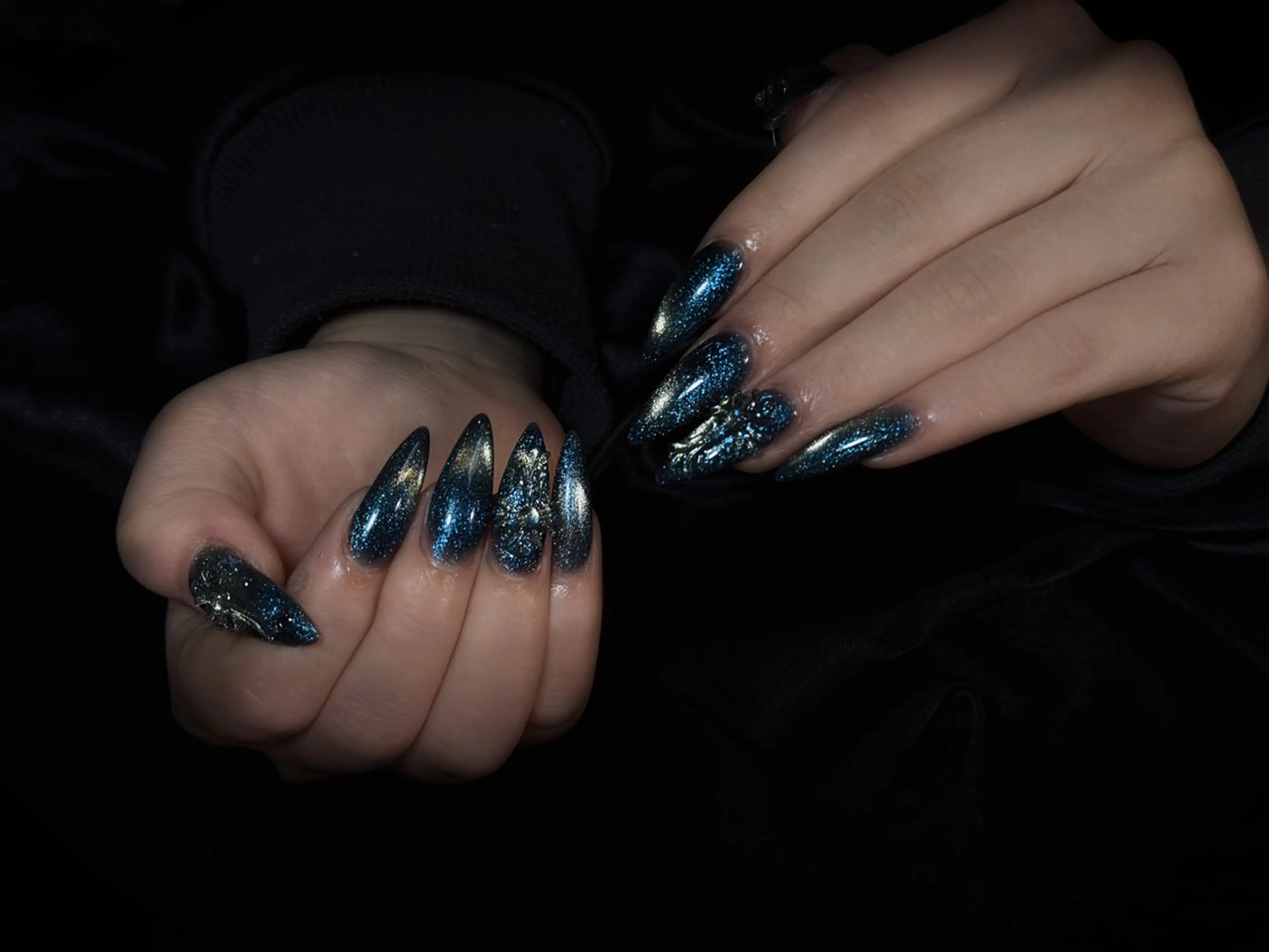 ネイル ブルー ハンドネイル Rola kira 麗のネイルデザイン