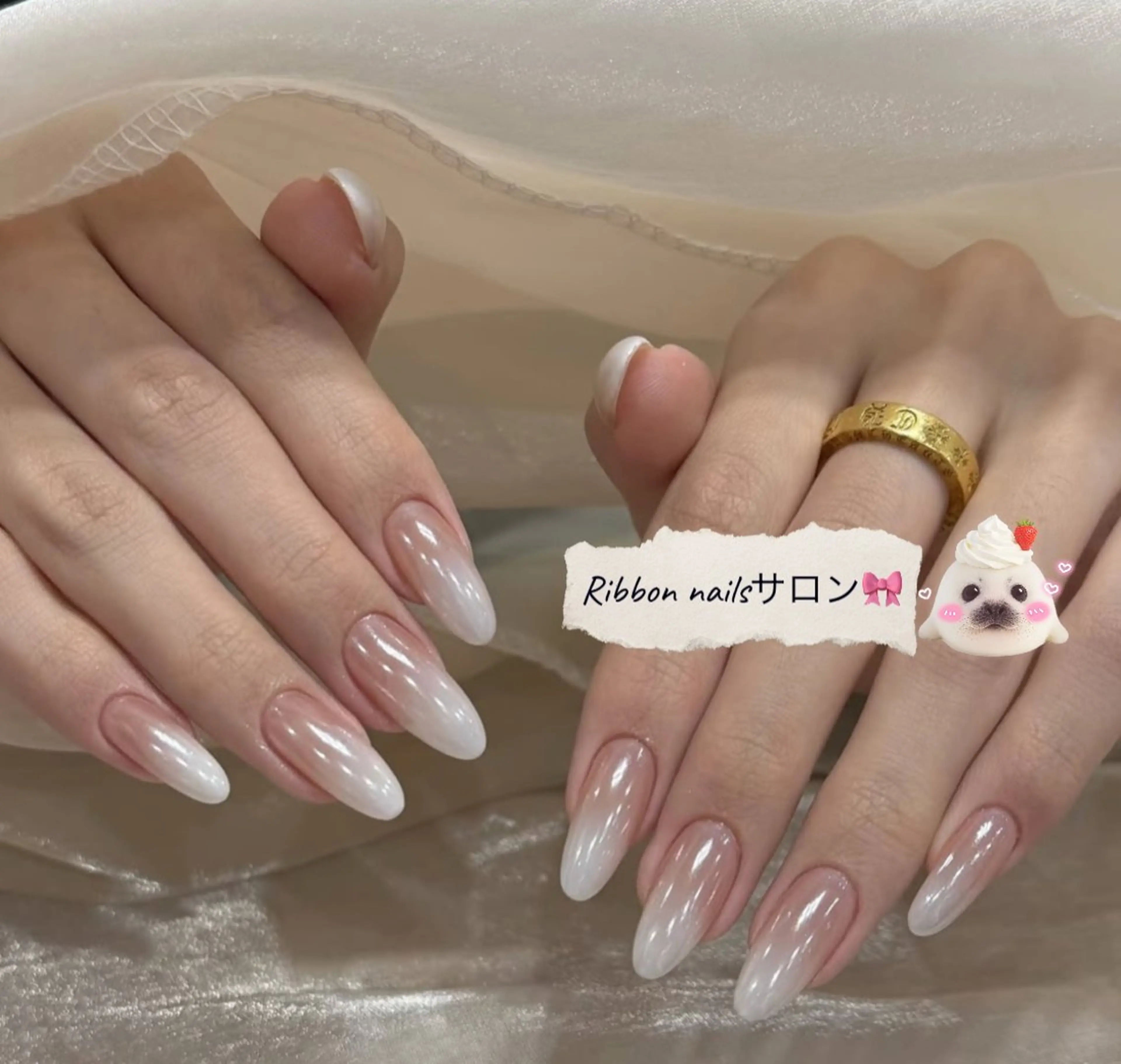 ネイル ミラーネイル ネイルチップ ハンドネイル Ribbonnail staffのネイルデザイン