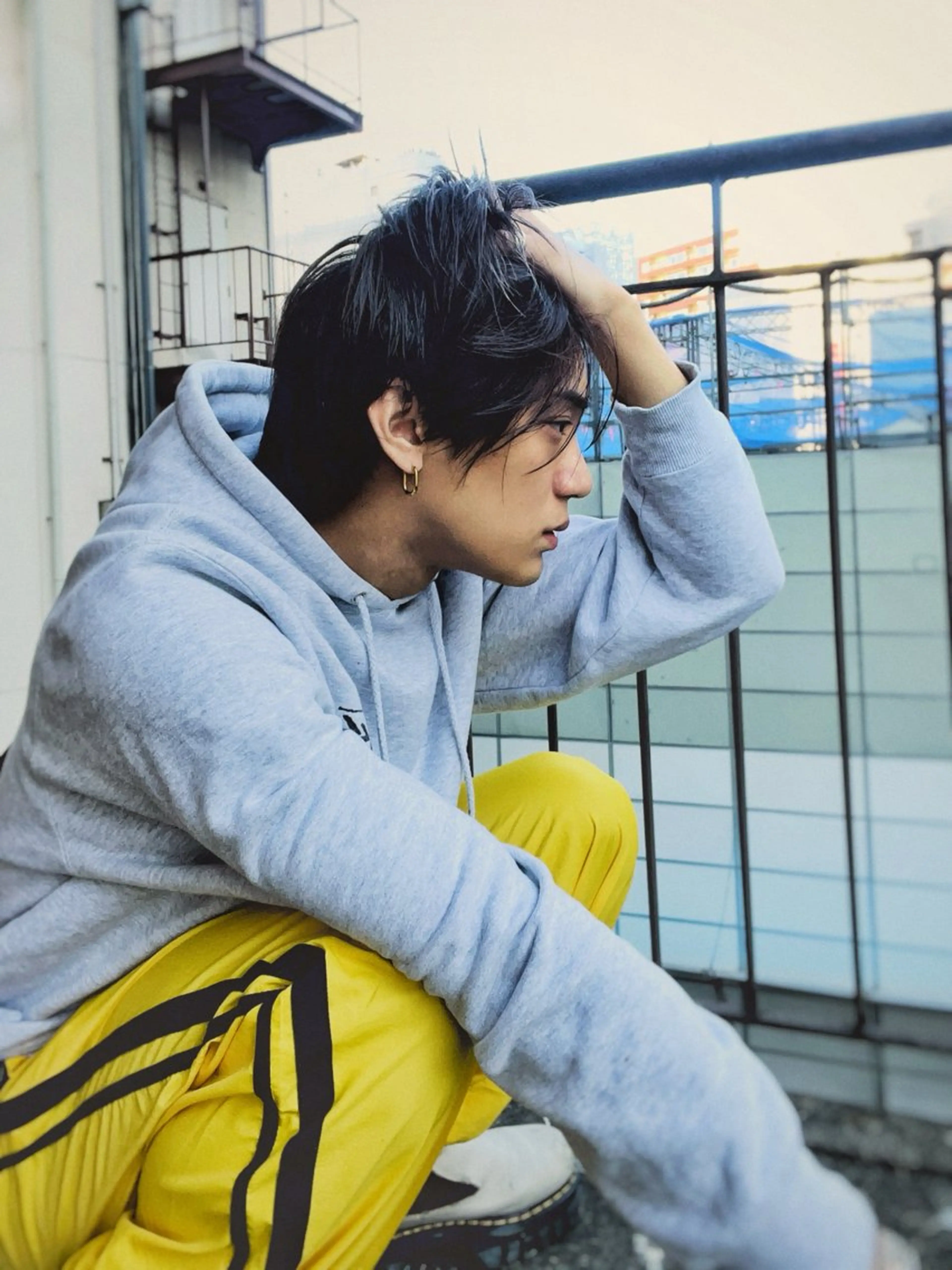 ロング カラー パーマ ヘアアレンジ メンズ メンズ韓国風 韓国風ヘア ®️レイヤー/透明感 カラー/星野六三四のヘアスタイル