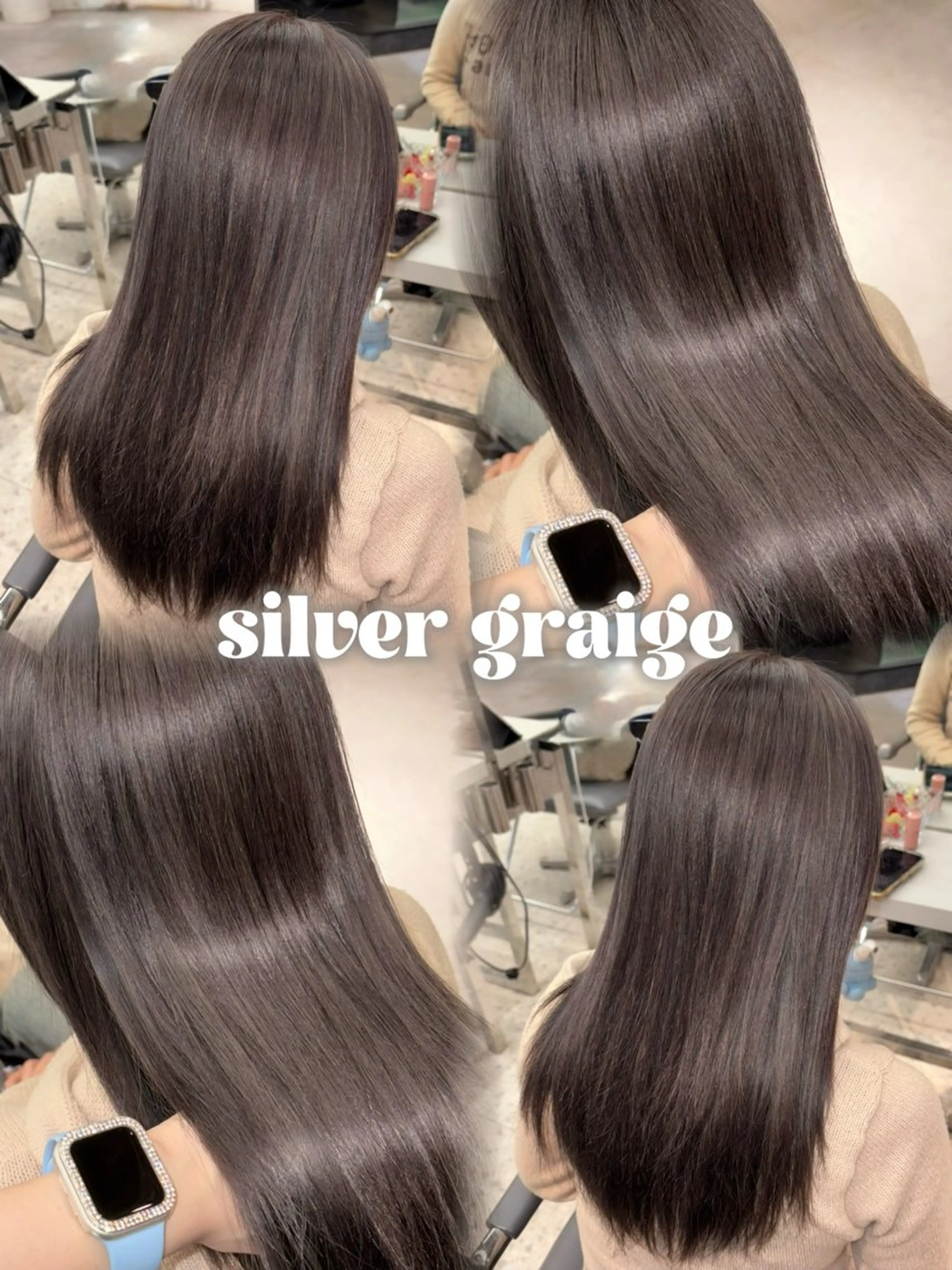 カラー ブリーチ ケアブリーチ ダブルカラー グレージュ シルバー ヘアカラー ハイトーン×推し カラー💫Miyuのヘアスタイル