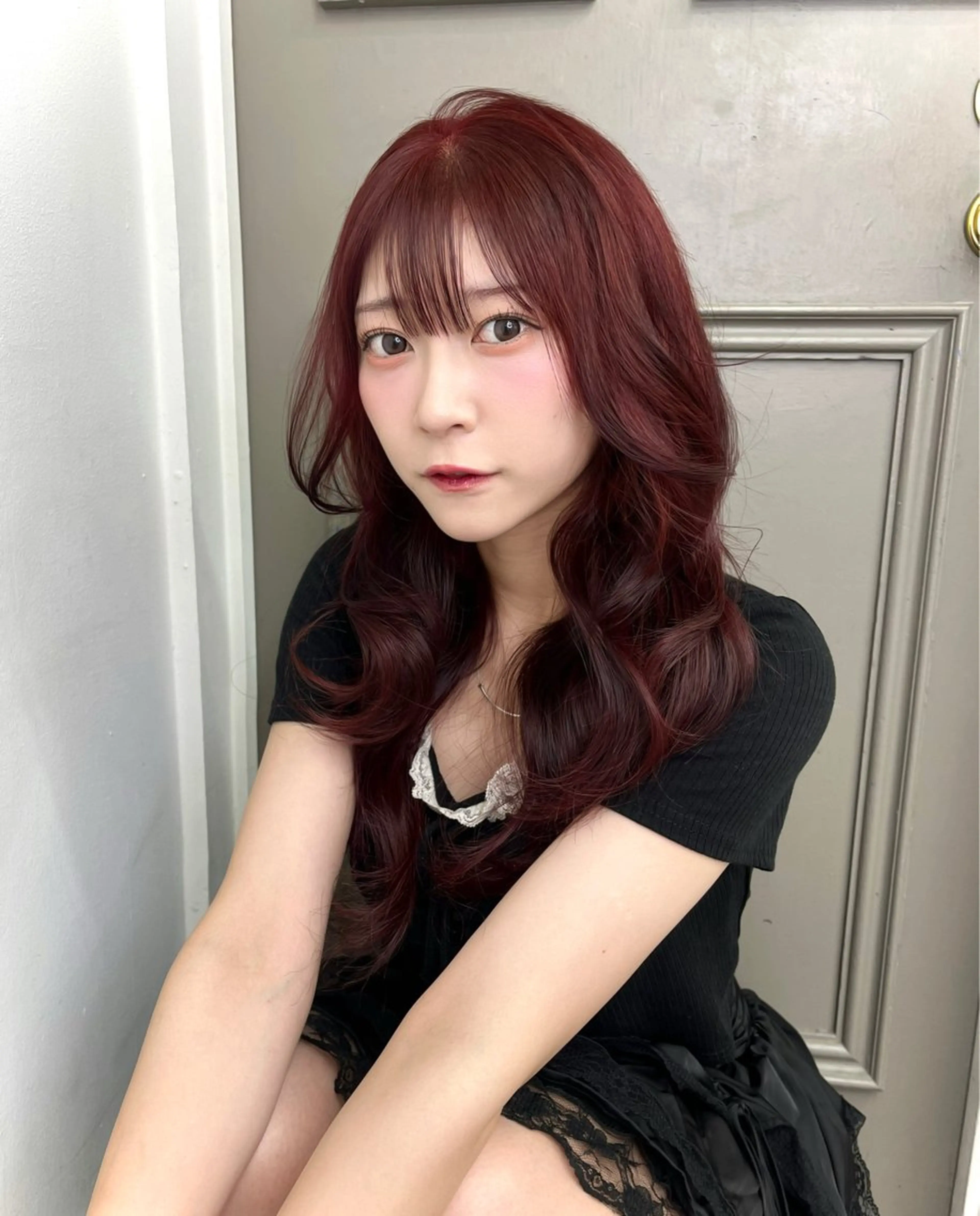 ロング カラー レッドカラー Beleza shibuya所属・柏木 理那のヘアスタイル