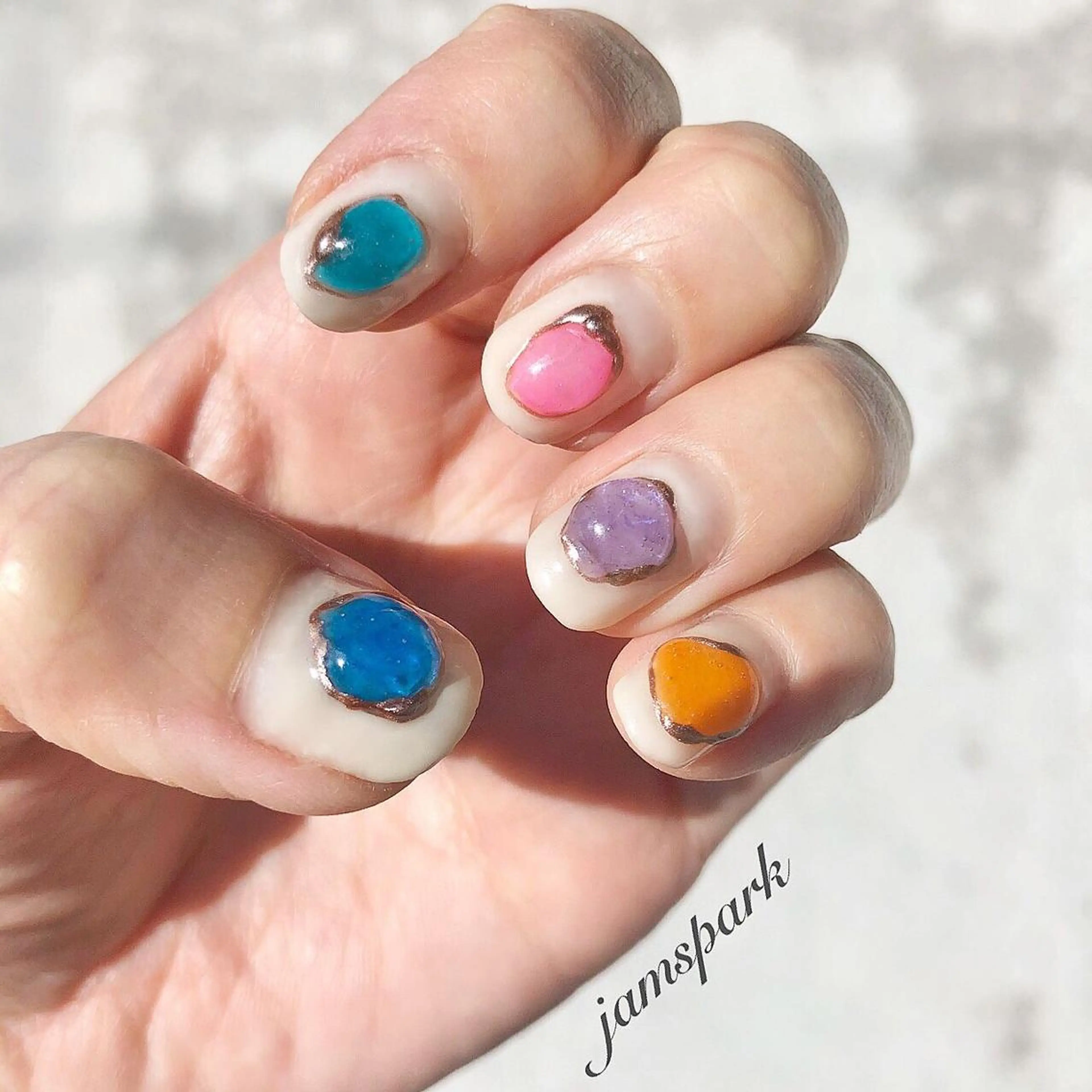 ネイル ニュアンスネイル ショートネイル 夏ネイル ハンドネイル jamspark ✨のネイルデザイン