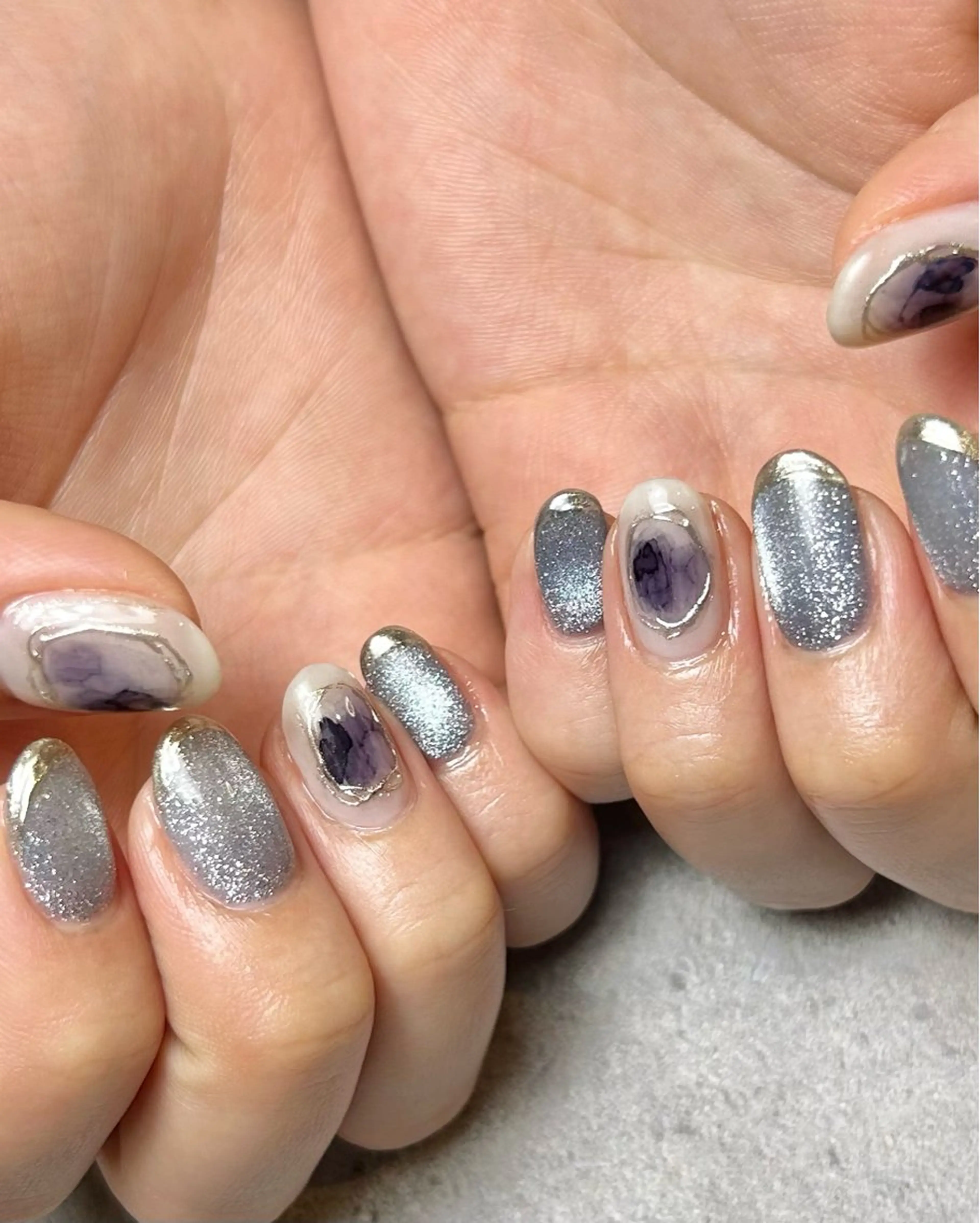 ネイル ブルー ハンドネイル Reflection marikoのネイルデザイン