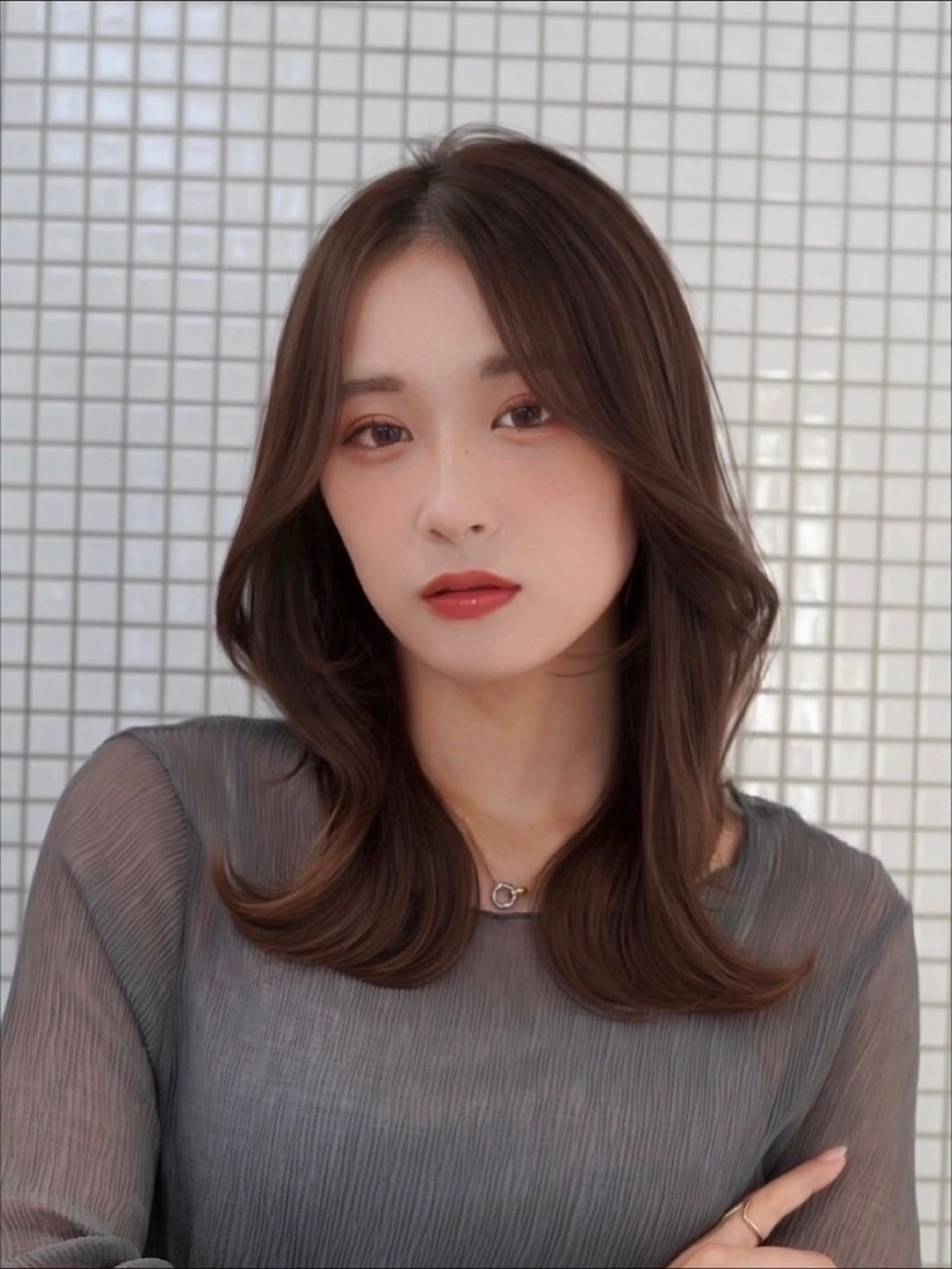 ミディアム カラー ヘアカラー Aura所属・丸山 心 / 艶カラーのヘアスタイル