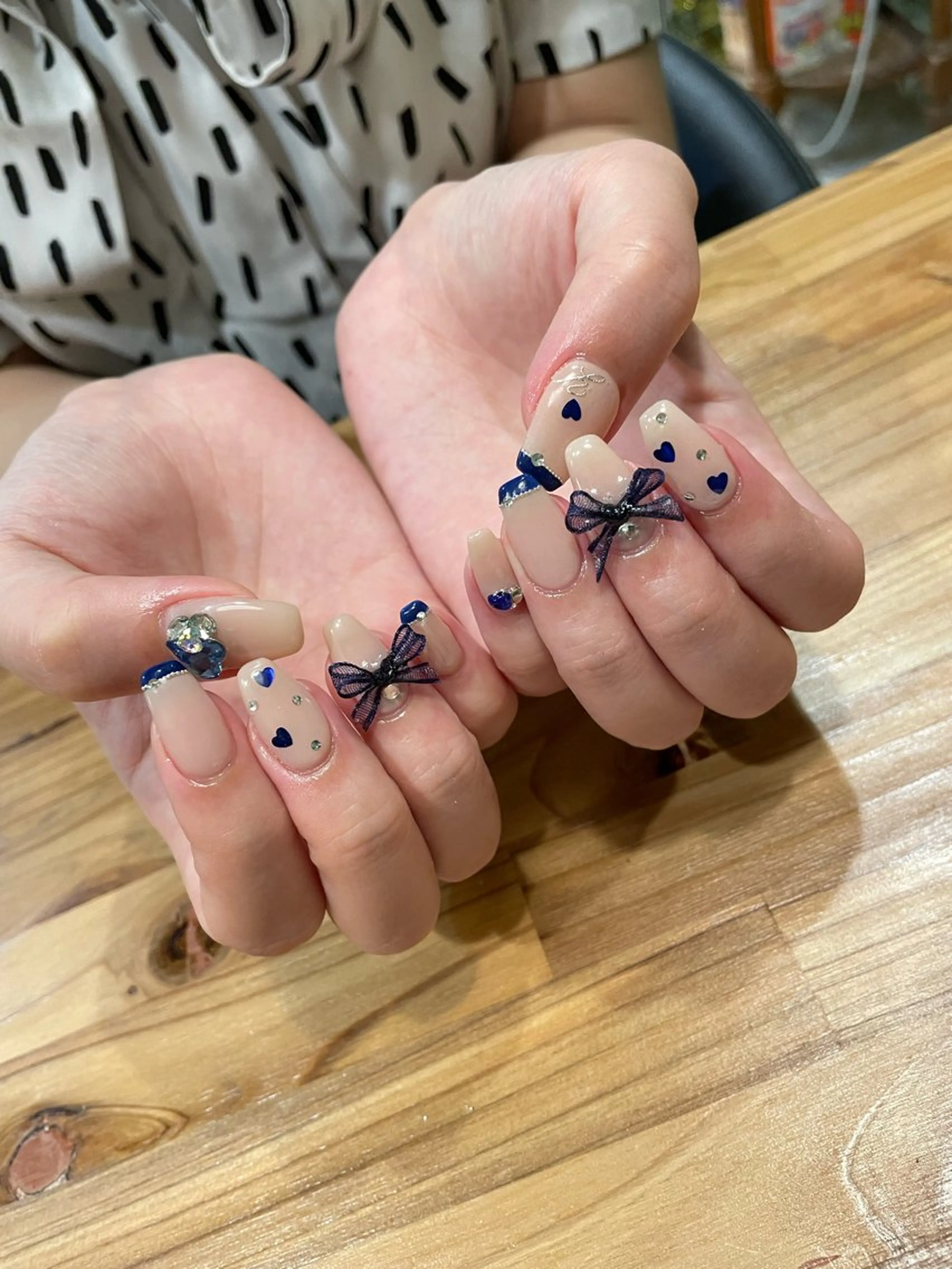 ネイル ハート 持ち込み リボン ハンドネイル Mynail MIZUNOのネイルデザイン