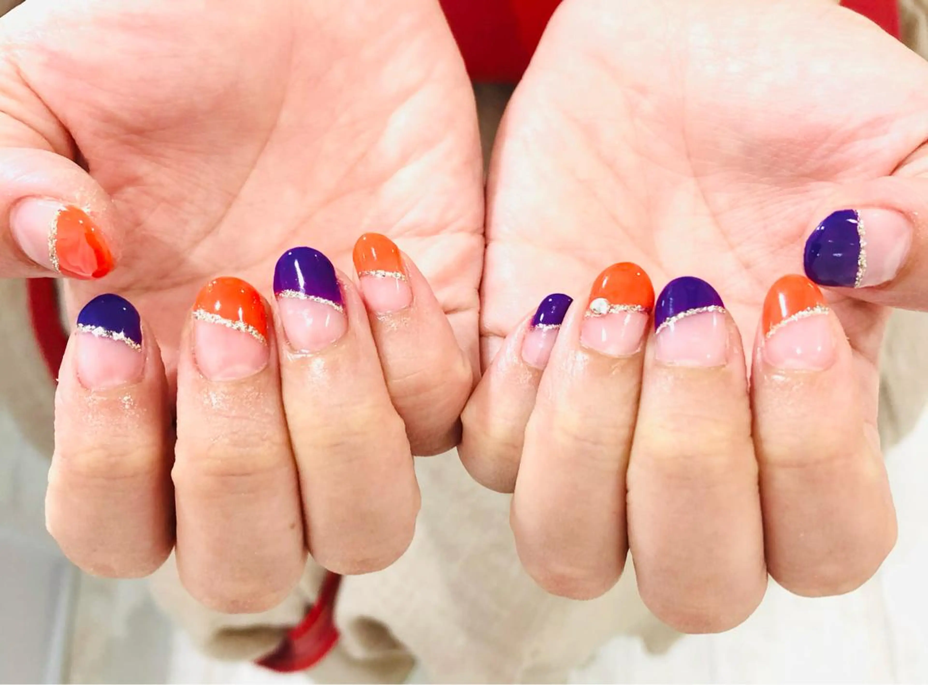 ネイル フレンチネイル ハロウィン 斜めフレンチ Ｈ3（エイチスリー）所属・H3 hitoのネイルデザイン