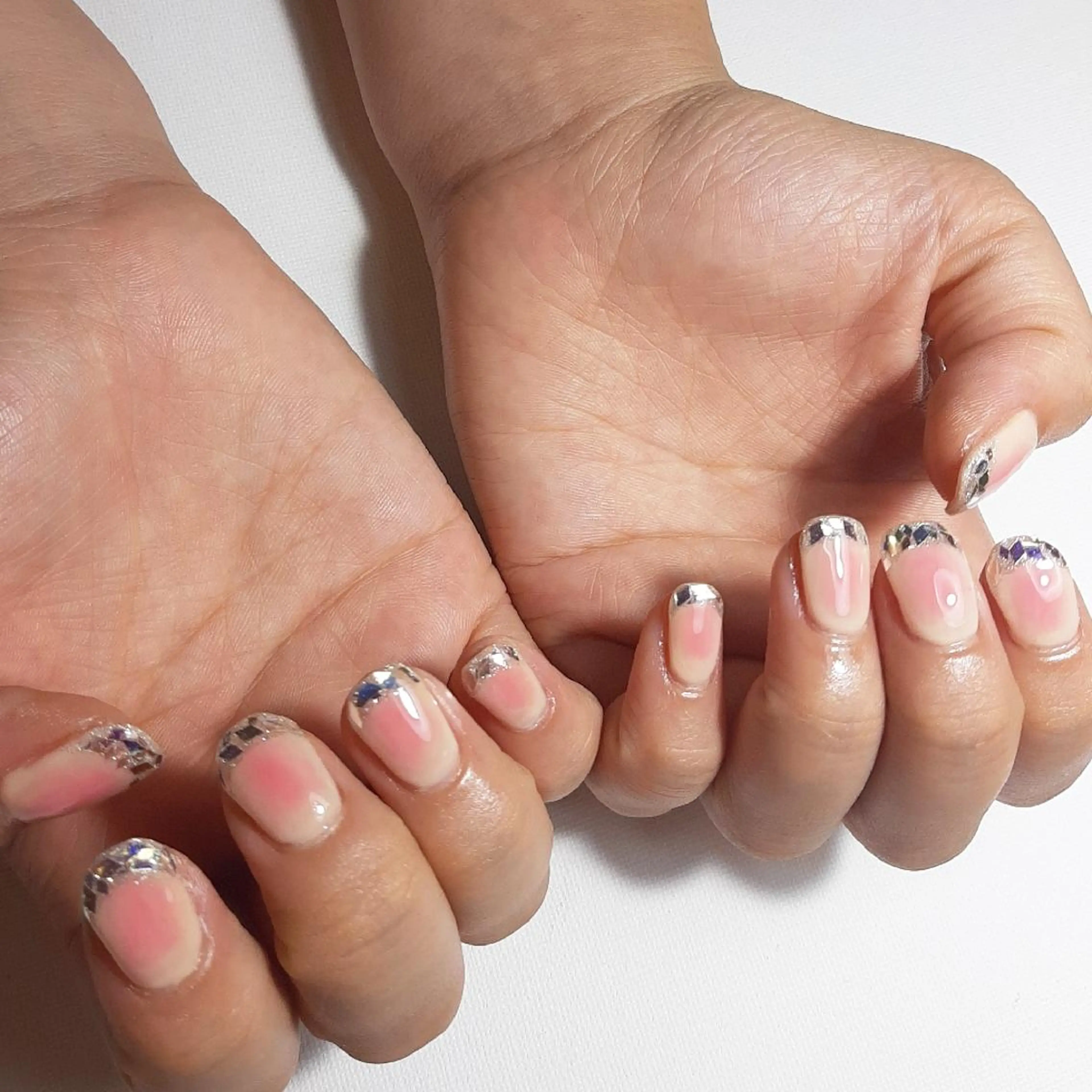 ネイル チークネイル フレンチネイル ジェルネイル ガラスフレンチ 持ち込み owlnail /持込みデザイン専門のネイルデザイン