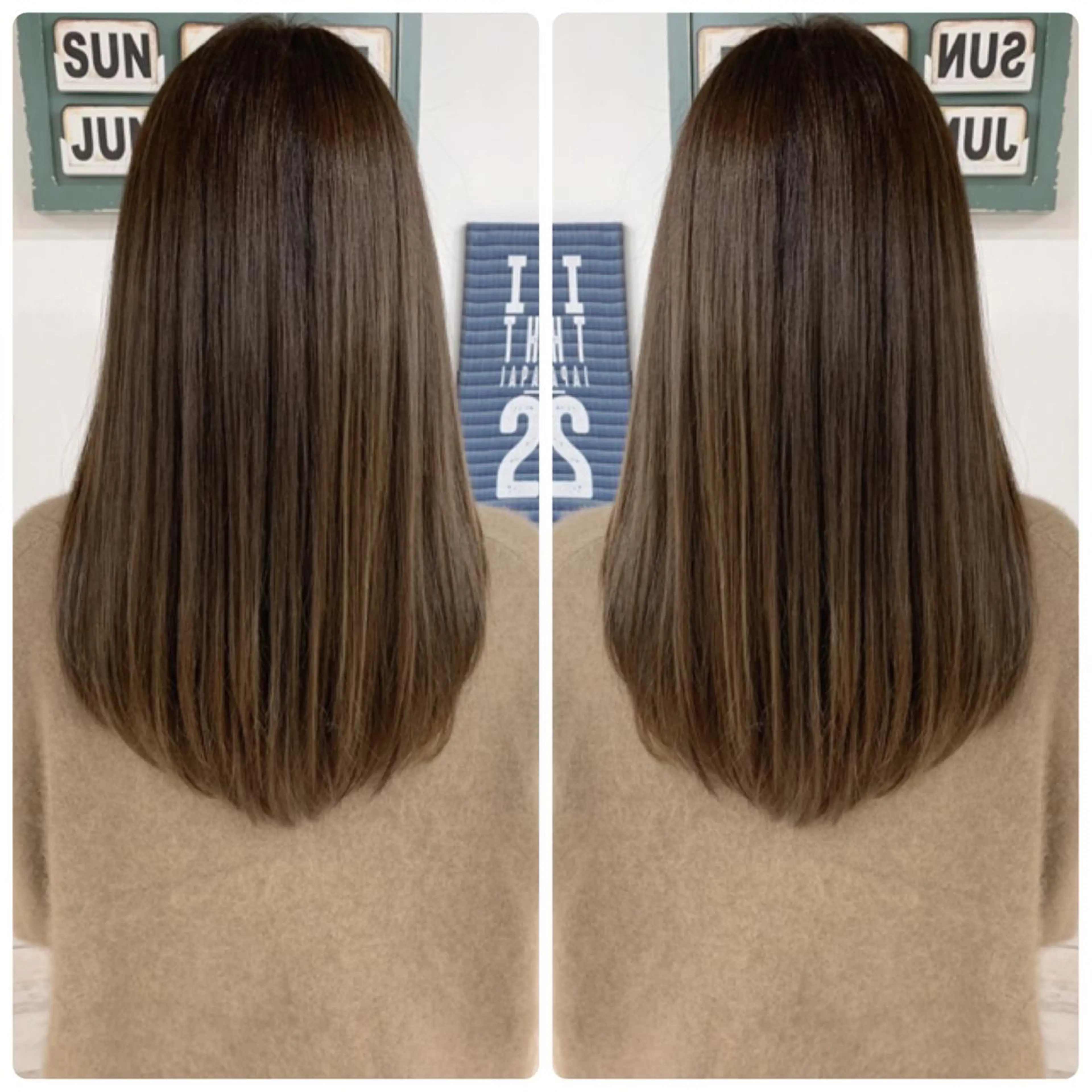 セミロング カラー カット ヘアカラー 京都大人女性ショート 徒歩1分/秋山のヘアスタイル