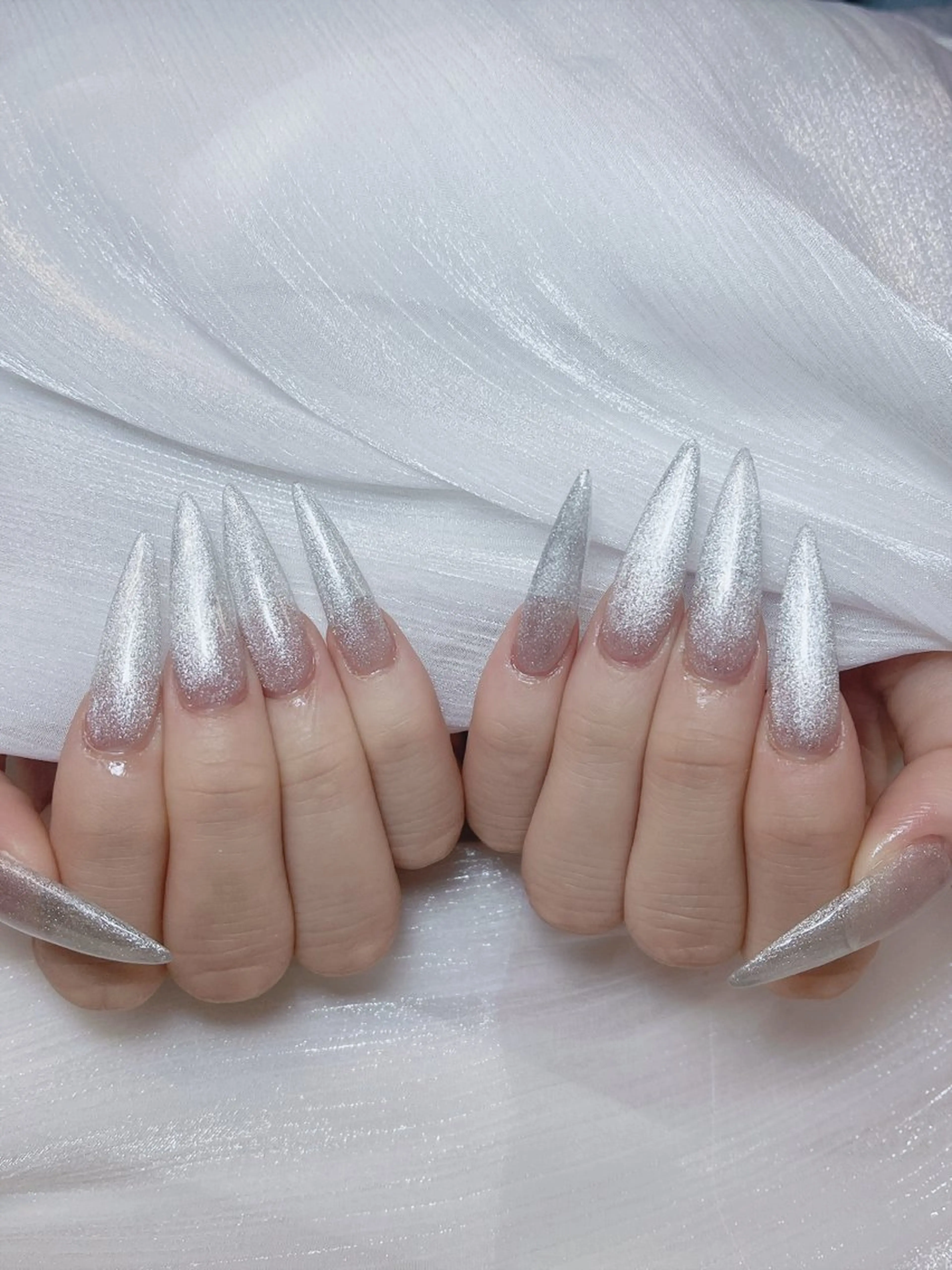 ネイル チークネイル 成人式 フレンチネイル グラデーション 氷ネイル・うるうるネイル ハンドネイル DUO MI所属・DUO   MI nail salonのネイルデザイン