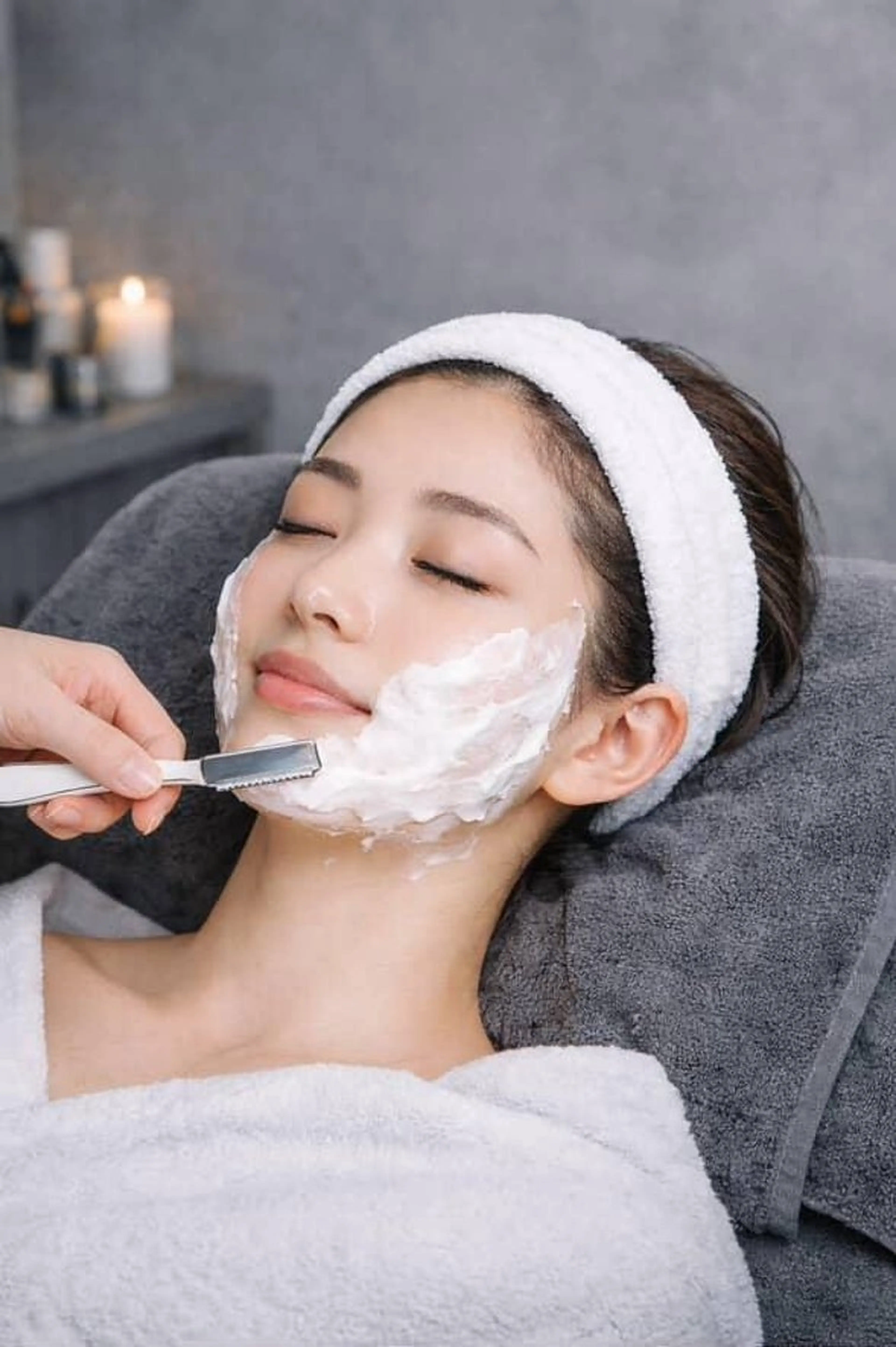 【移転記念】お顔シェービング＋フェイシャル＋リンパ✨究極のむきたまご肌コース♡の写真