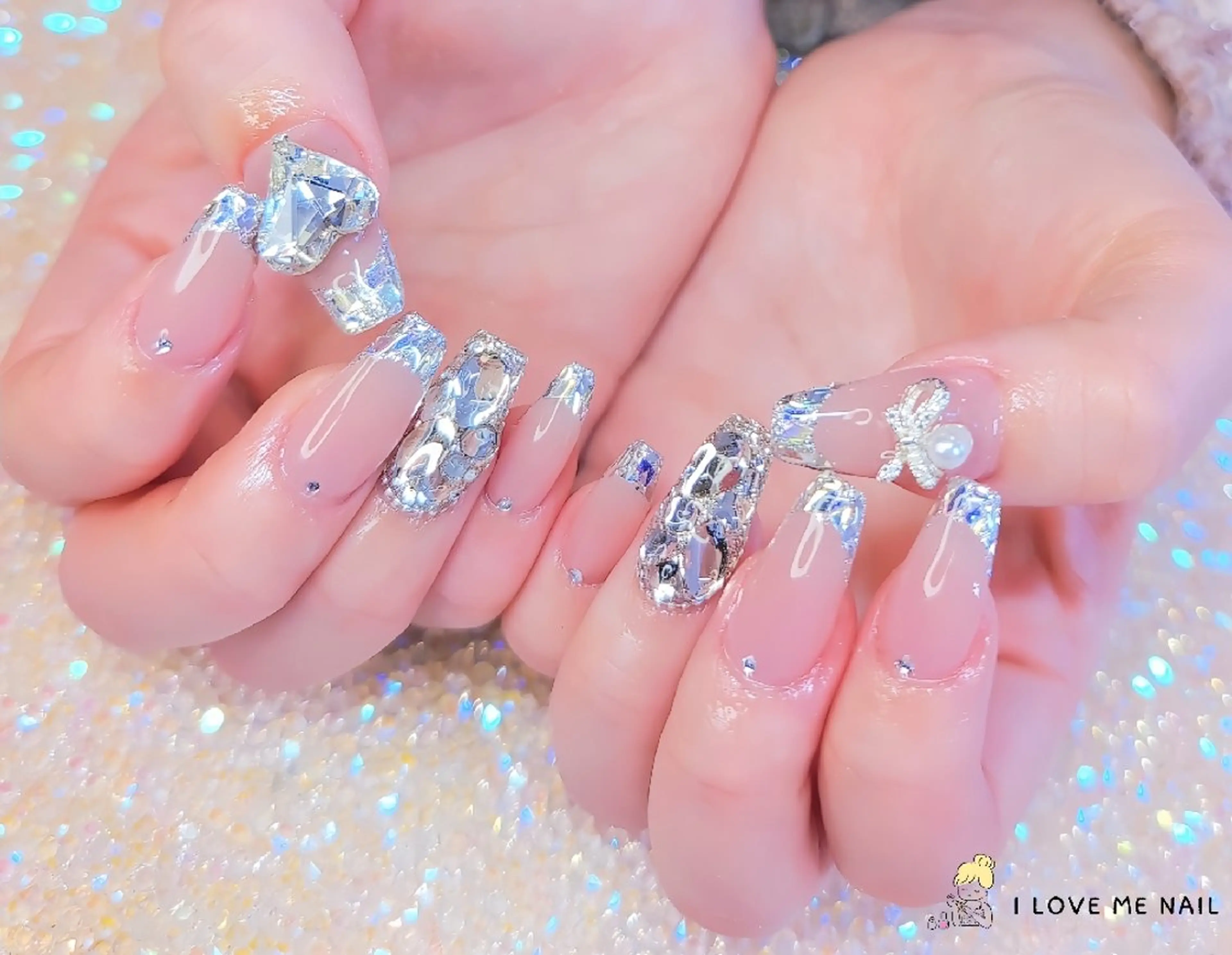 ネイル 長さ出し ジェルネイル ハート 韓国ネイル マグネットネイル ハンドネイル I LOVE ME  NAIL.｡.:*♡のネイルデザイン
