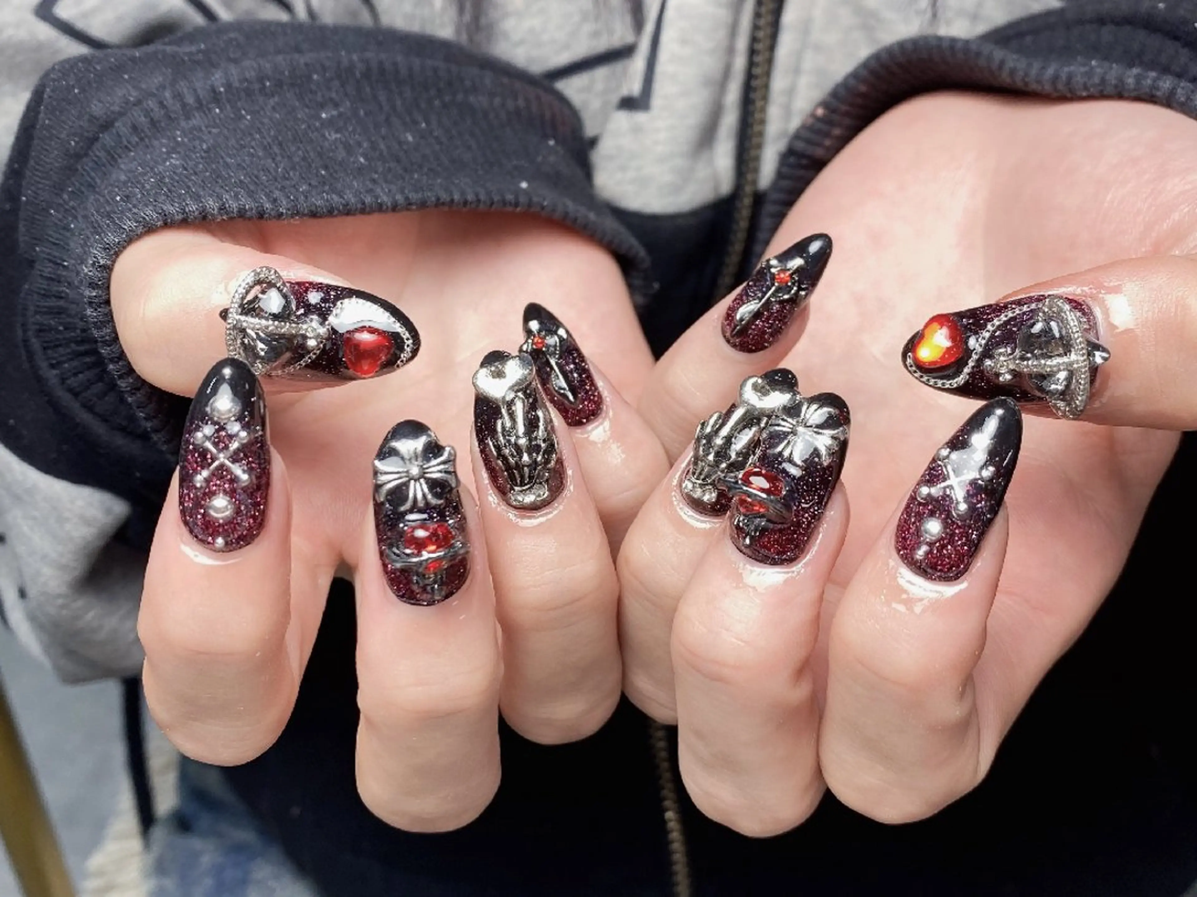 ネイル チークネイル 長さ出し フレンチネイル ジェルネイル ハロウィン ハンドネイル UM Nail Salonのネイルデザイン