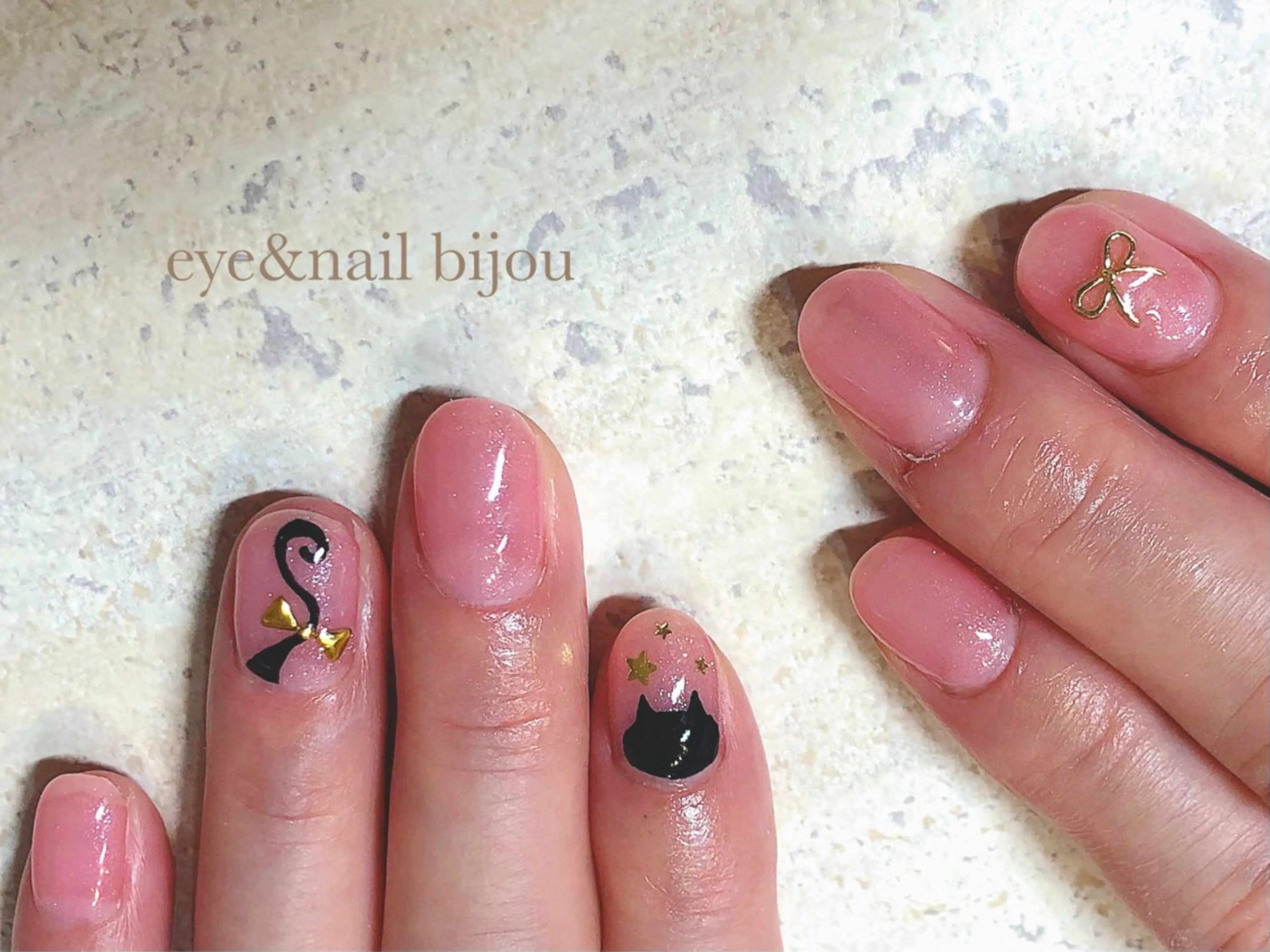 ネイル アートネイル リボン ハンドネイル n. sakiのネイルデザイン