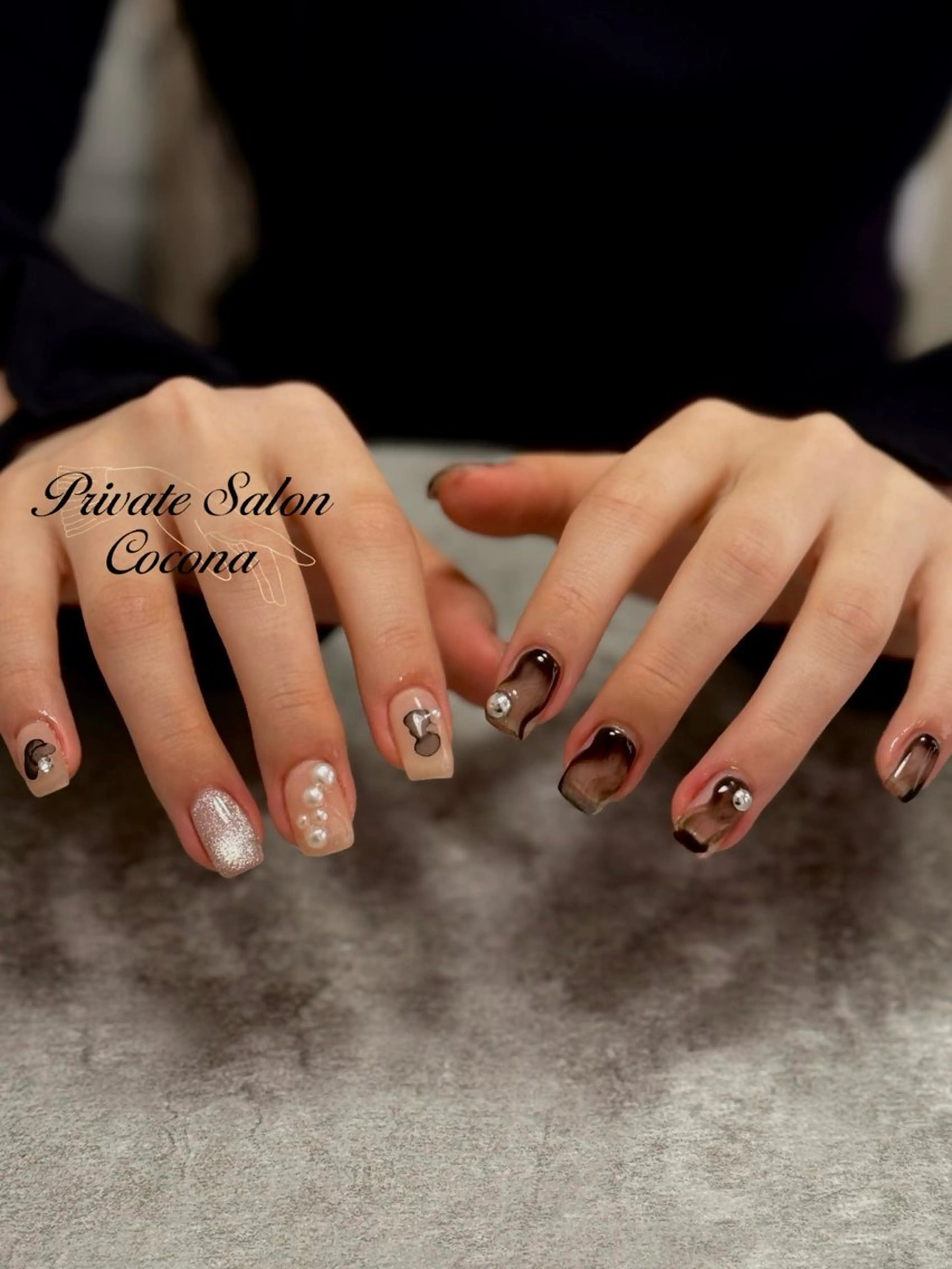 ネイル 持ち込み ニュアンスネイル ハンドネイル プライベートサロン nailcoconaのネイルデザイン