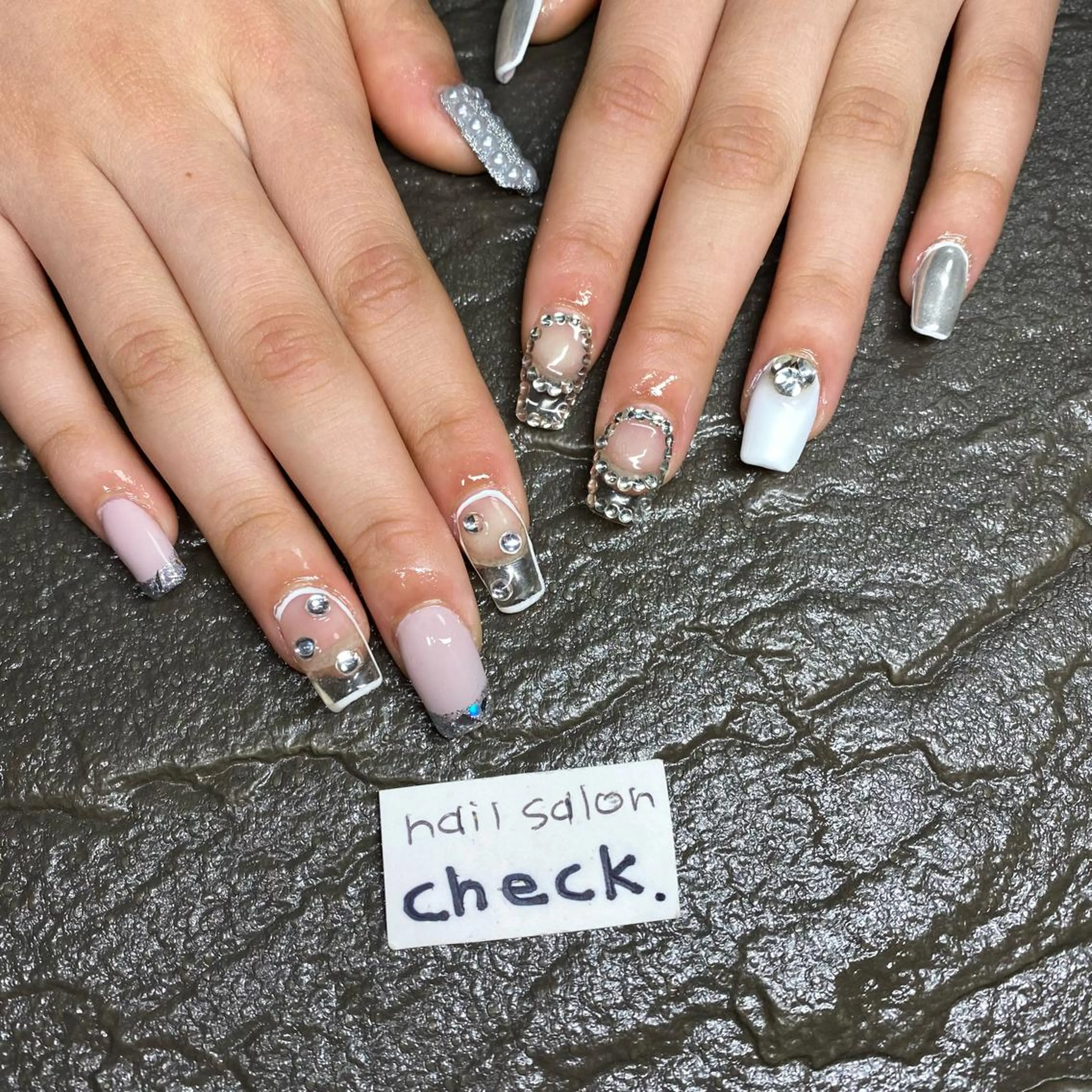 ネイル アートネイル ニュアンスネイル スカルプネイル 春ネイル 夏ネイル ハンドネイル ーCHECKー ちあきのネイルデザイン