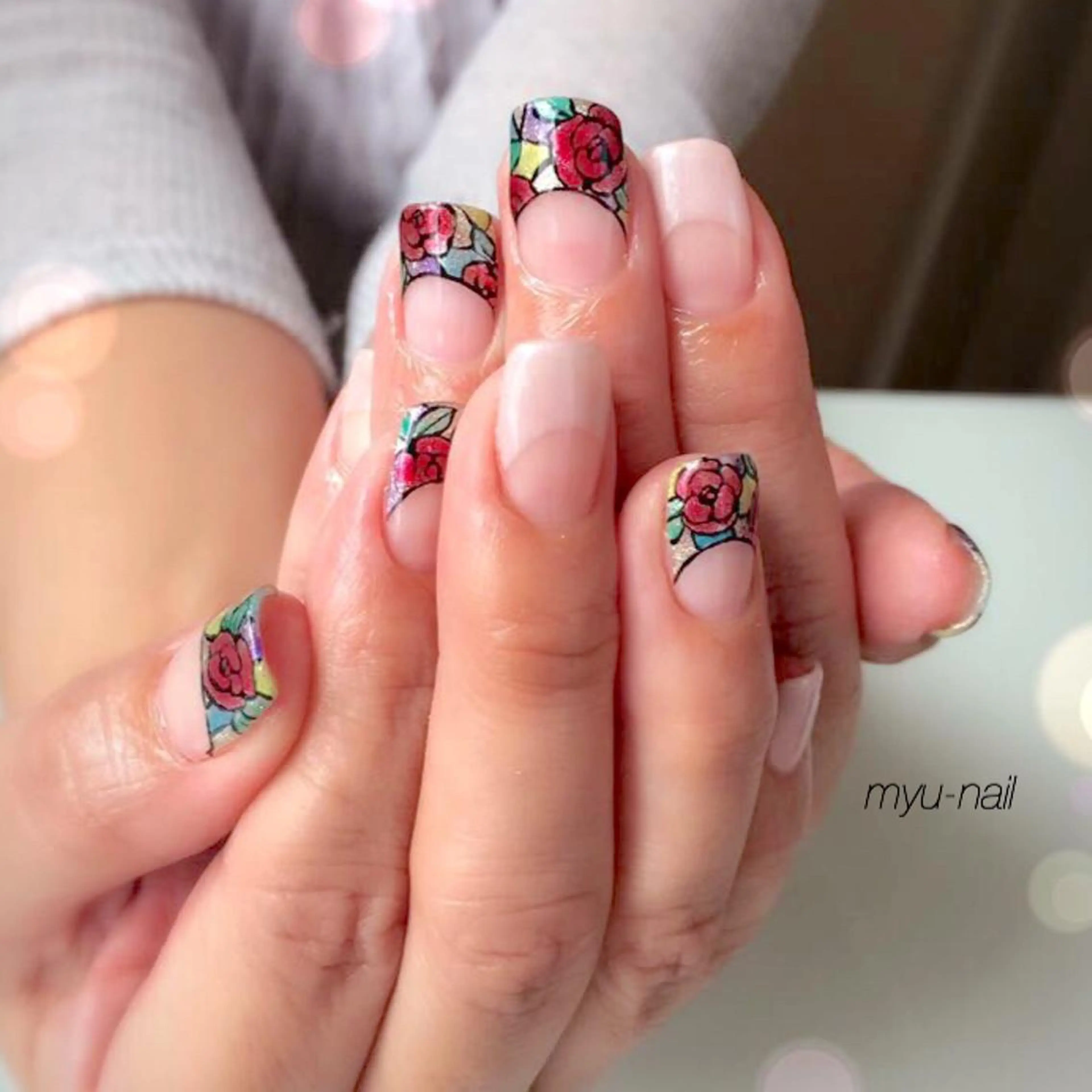ネイル アートネイル フレンチネイル 逆フレンチ ホームサロン myu-nailのネイルデザイン