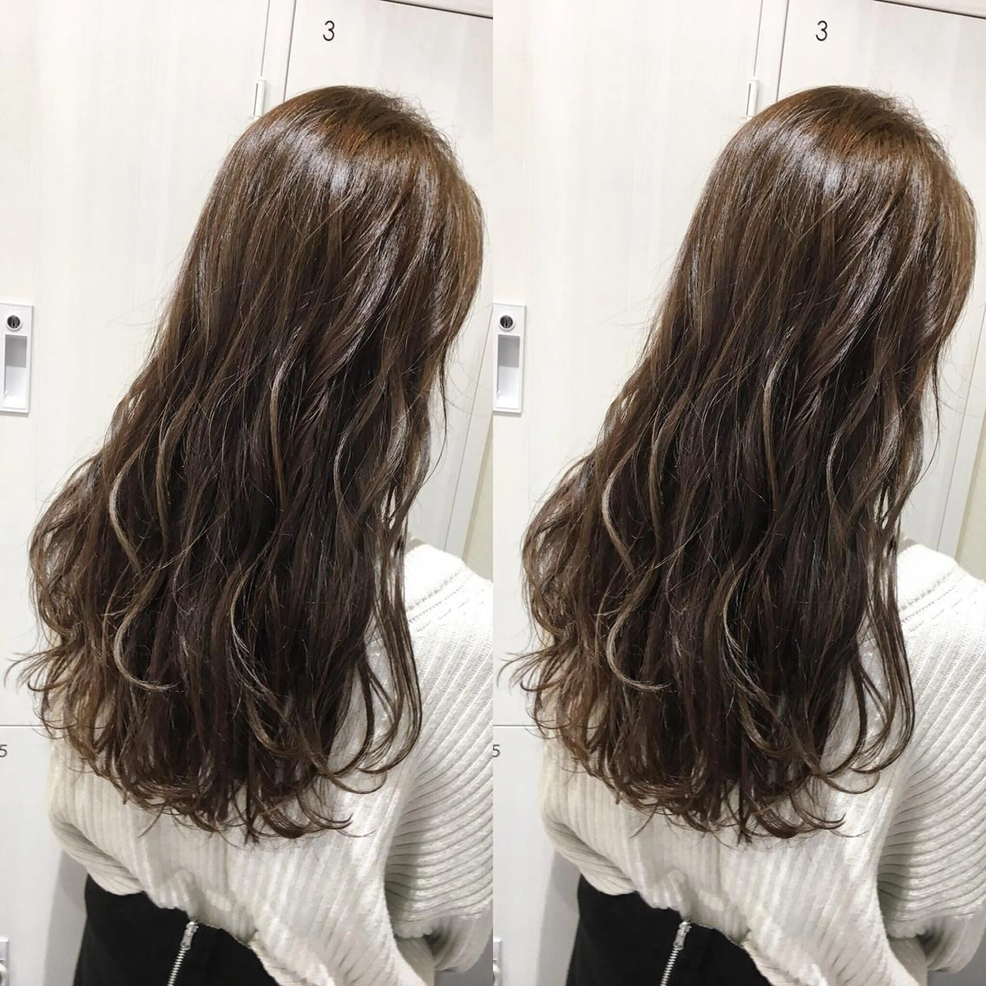 ロング カラー アディクシーカラー アッシュ バレイヤージュ 透明感カラー グラデーションカラー レイヤー/韓国/ 顔周り/しんやのヘアスタイル