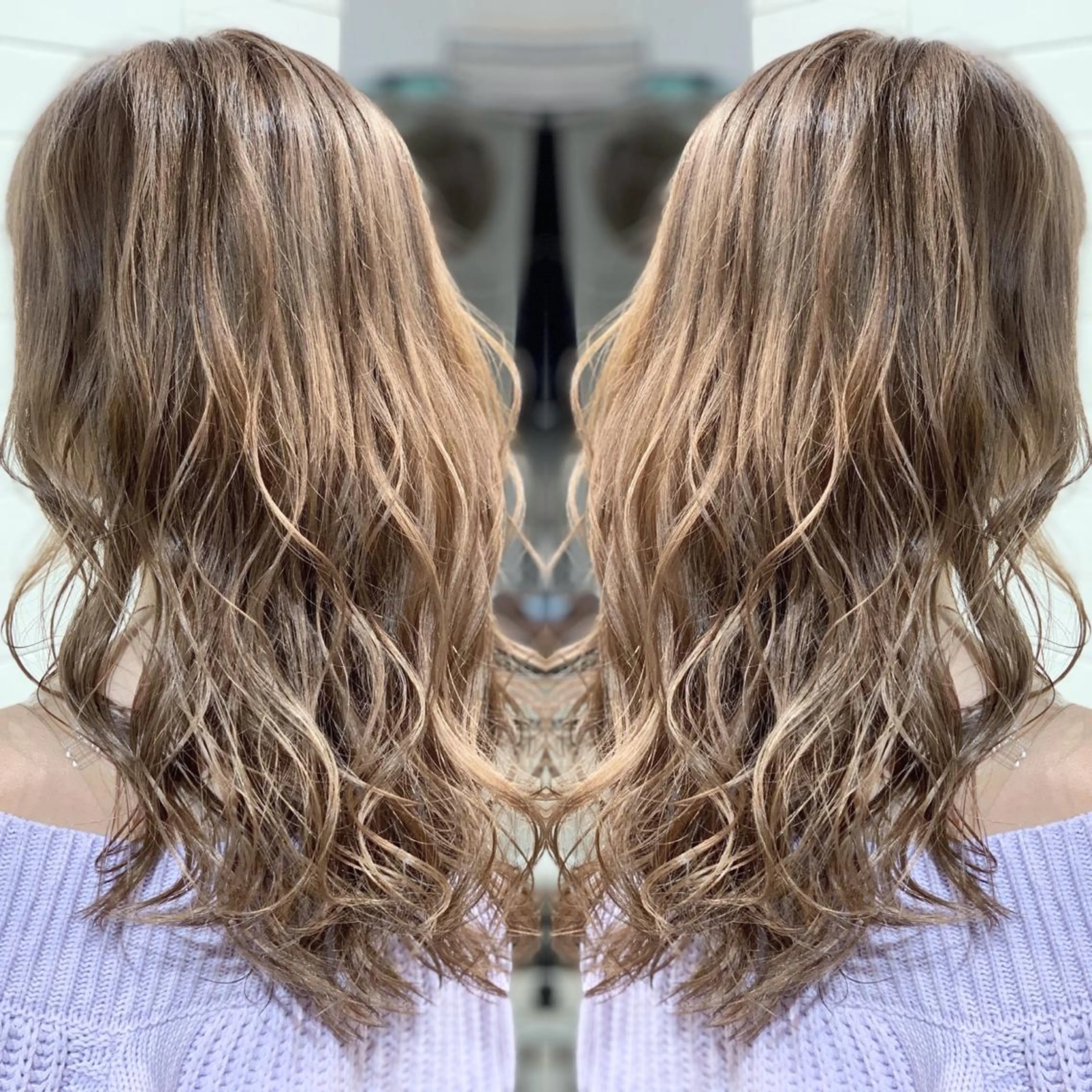 セミロング カラー ヘアアレンジ 髪質改善×ハイトーン 中田啄也のヘアスタイル