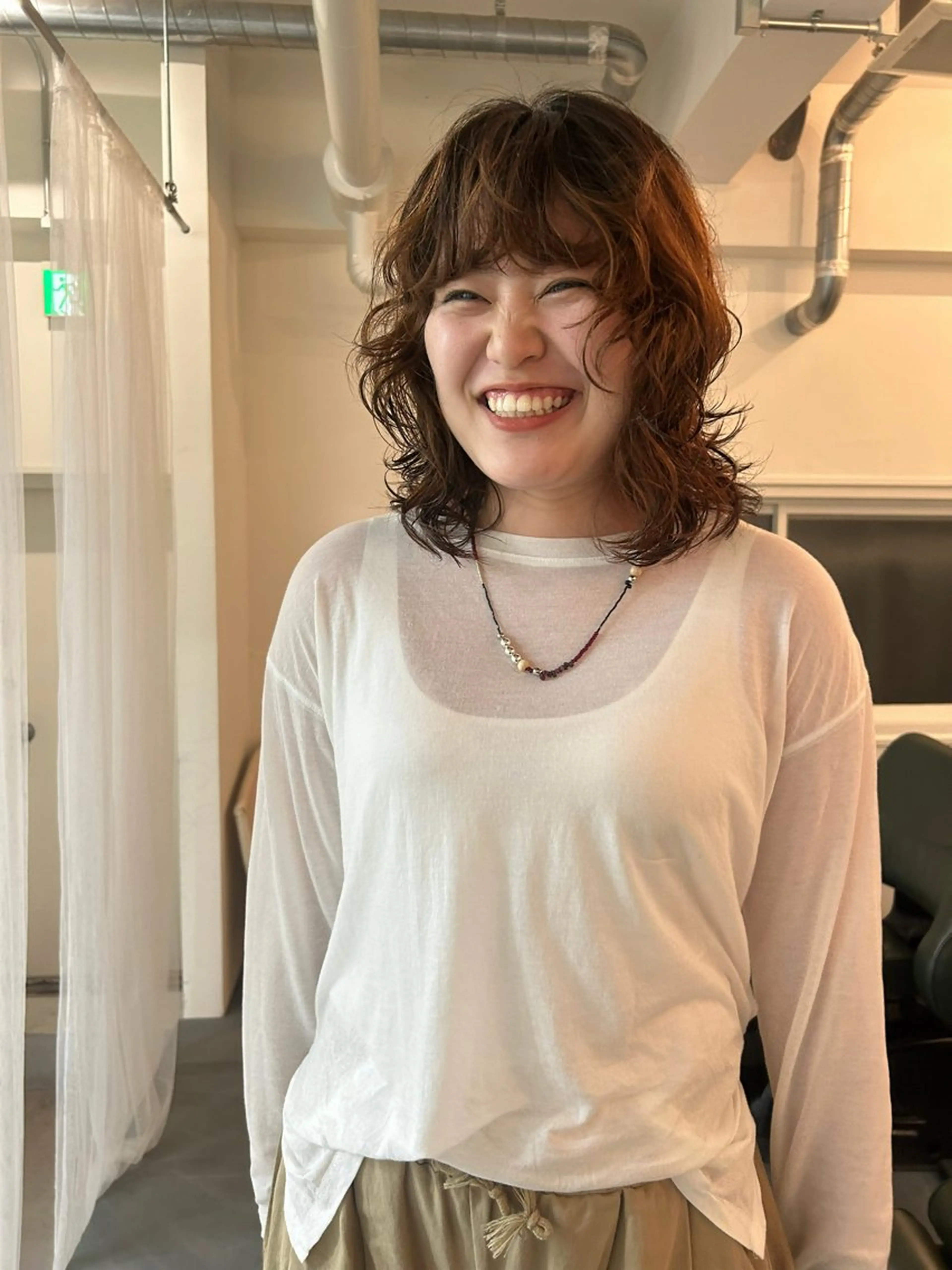 ミディアム パーマ カット パーマ 原 瑞希のヘアスタイル