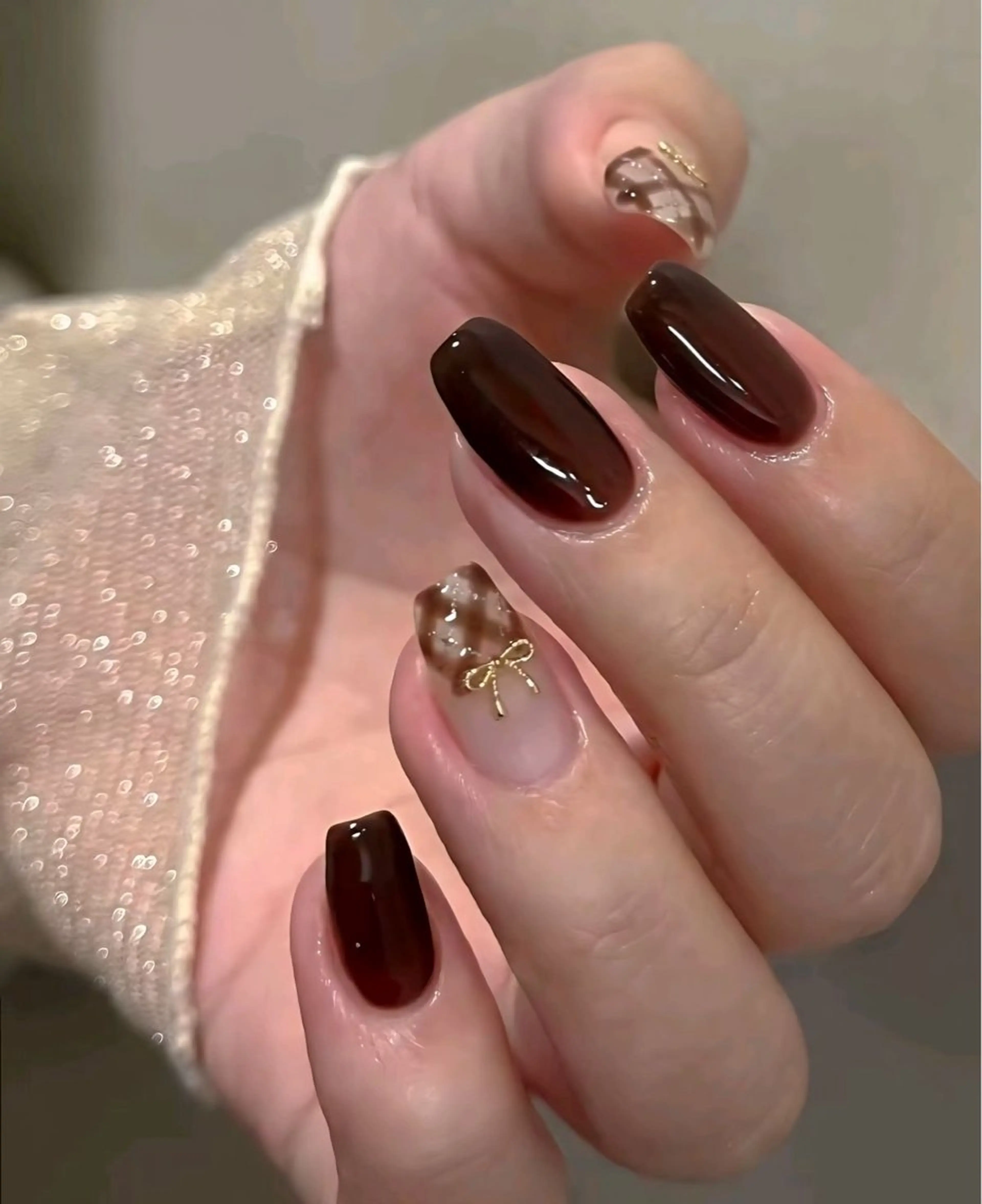 ネイル 韓国ネイル 持ち込み ニュアンスネイル ネイルチップ 冬ネイル RINN ANA.CHUOのネイルデザイン