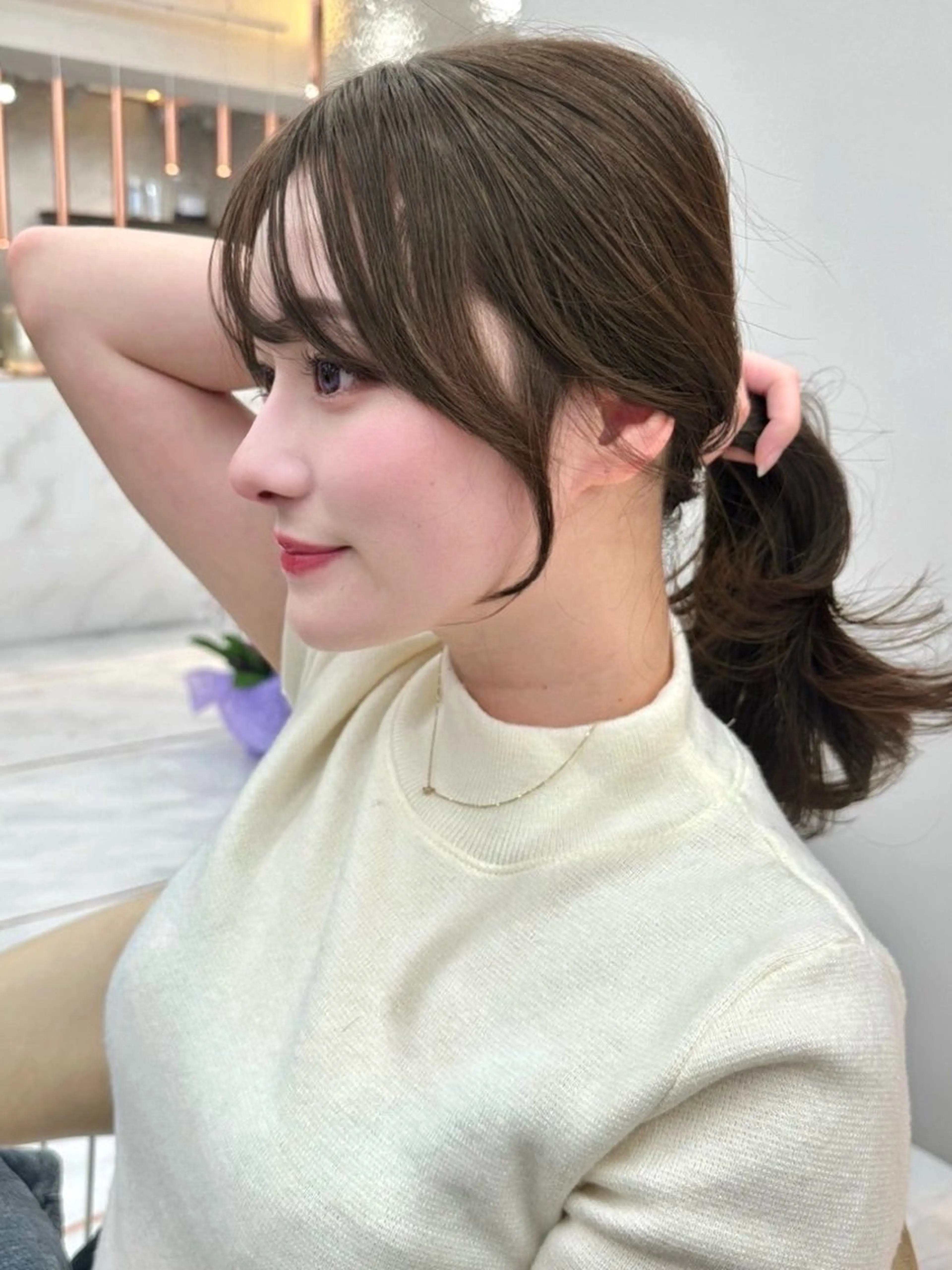 ミディアム カット 縮毛矯正 トリートメント レイヤー/韓国❣️ 髪質改善/e_kiのヘアスタイル