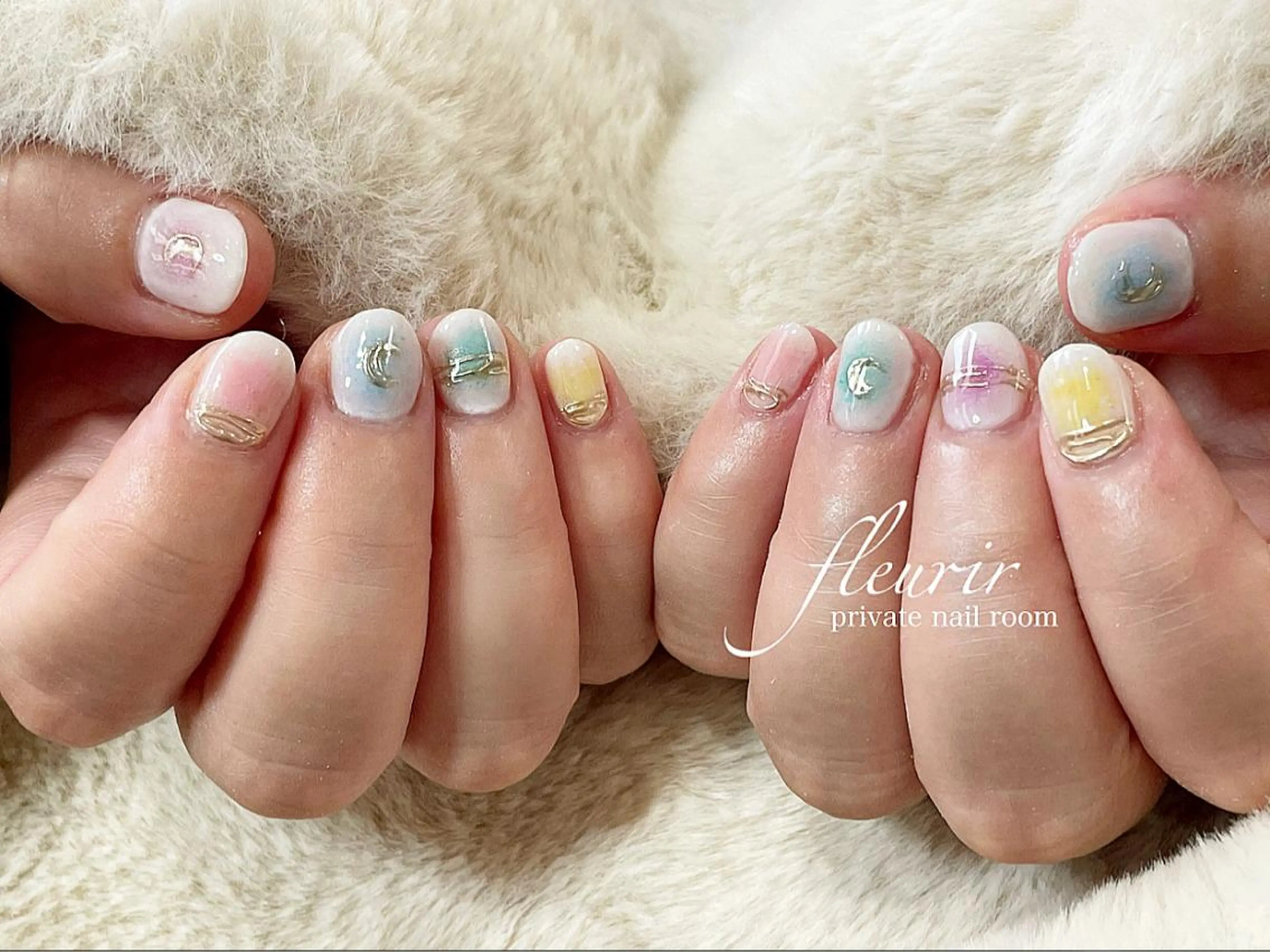 ネイル アートネイル チークネイル ミラーネイル フルリール 【プライベートサロンのネイルデザイン