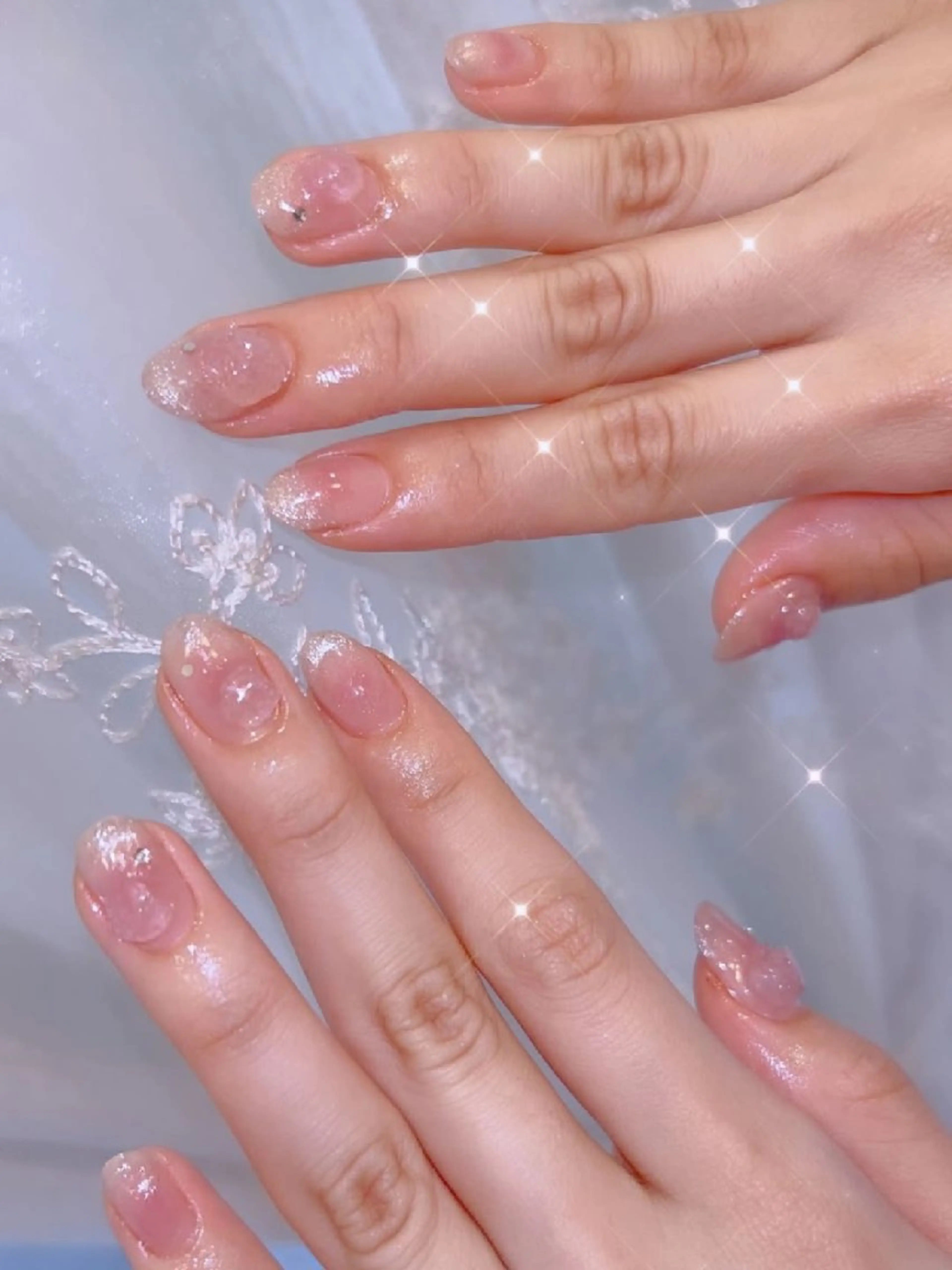 ネイル 長さ出し ジェルネイル 韓国ネイル マグネットネイル ニュアンスネイル ハンドネイル I LOVE ME  NAIL.｡.:*♡のネイルデザイン