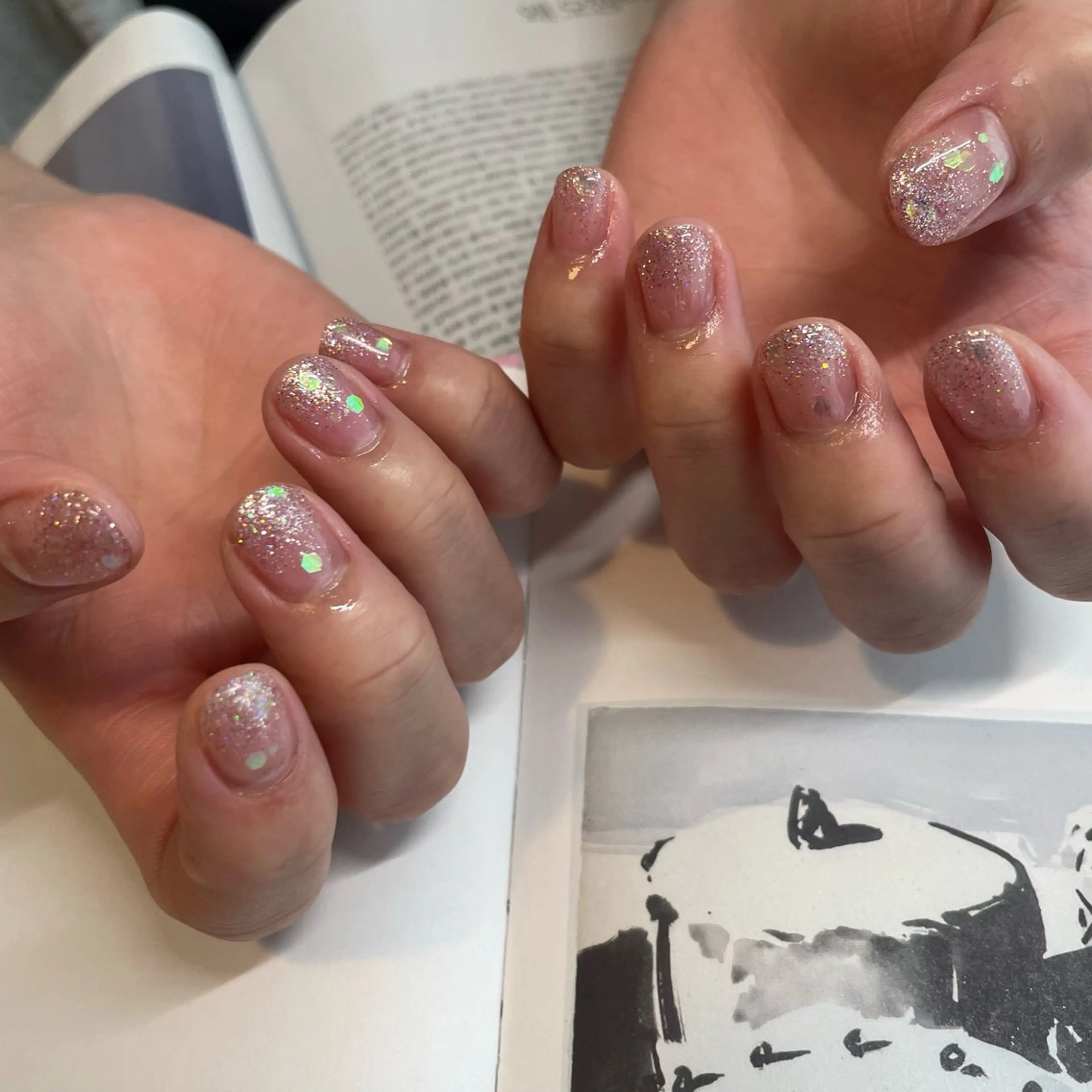 ネイル ラメ(グリッター) ピンク パープル シルバー ハンドネイル curum所属・o sayoのネイルデザイン