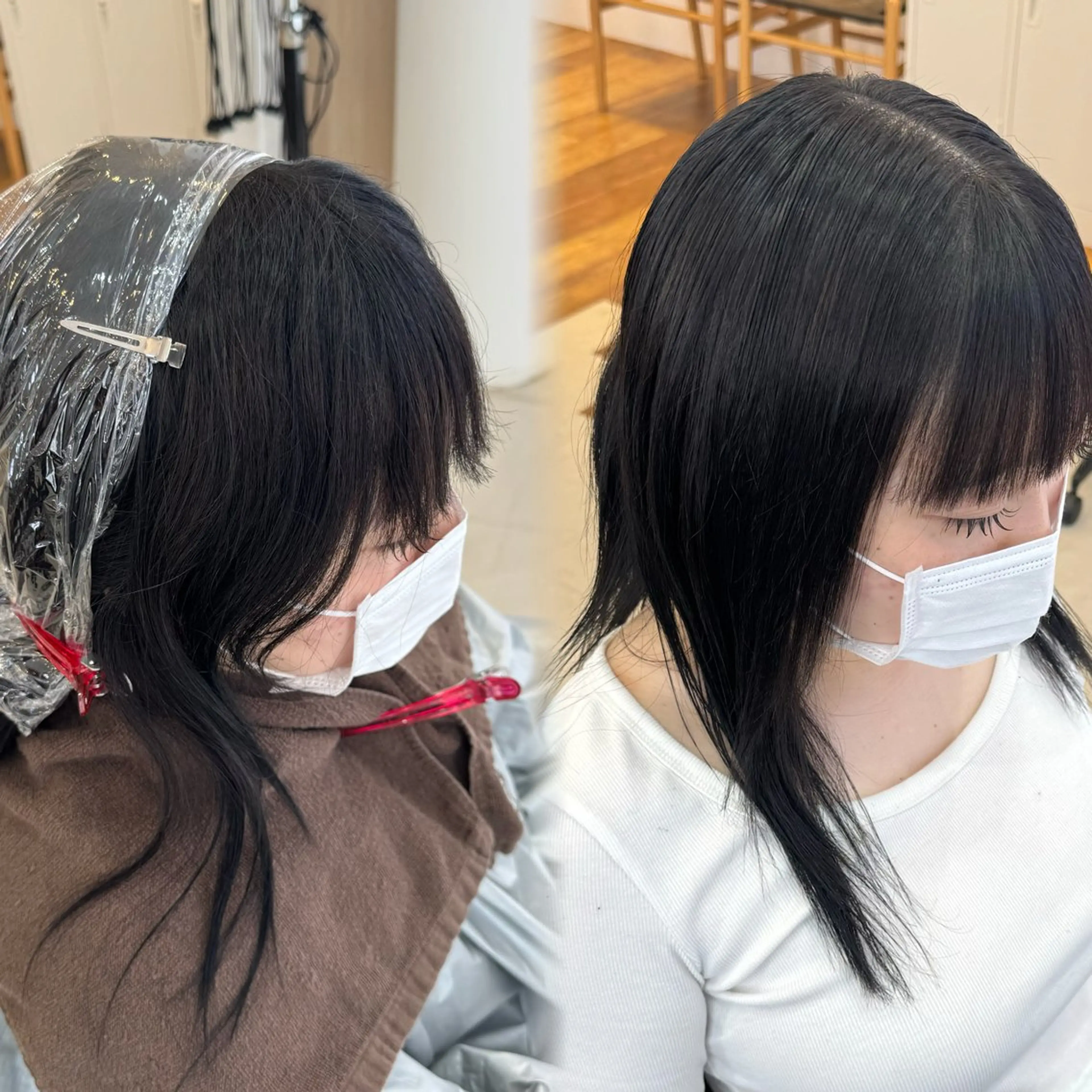 セミロング 顔周りカット 縮毛矯正 Agu hair 粉河のヘアスタイル