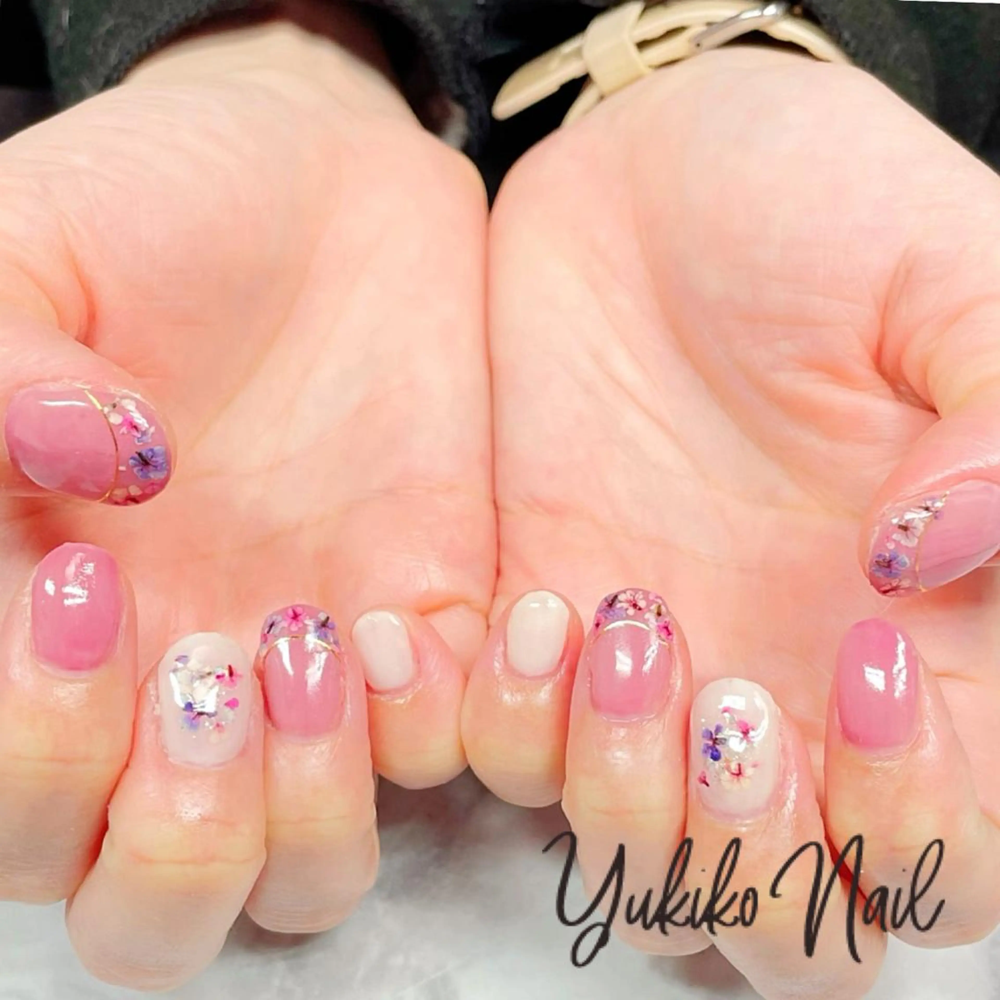 ネイル フレンチネイル シンプルネイル 春ネイル ハンドネイル ユキコ ネイルのネイルデザイン