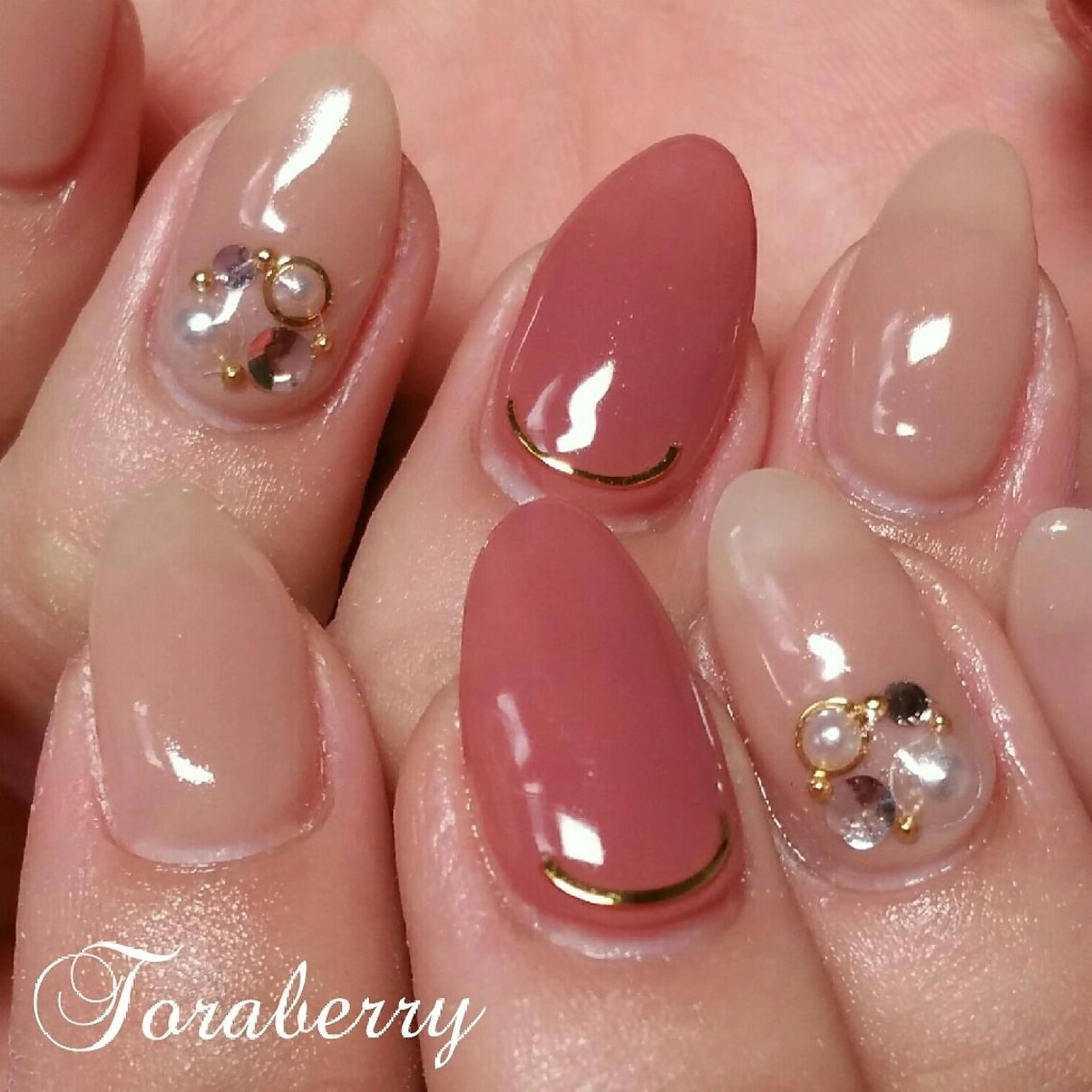 ネイル ピンク ピンクベージュ ハンドネイル ネイリスト なつみのネイルデザイン