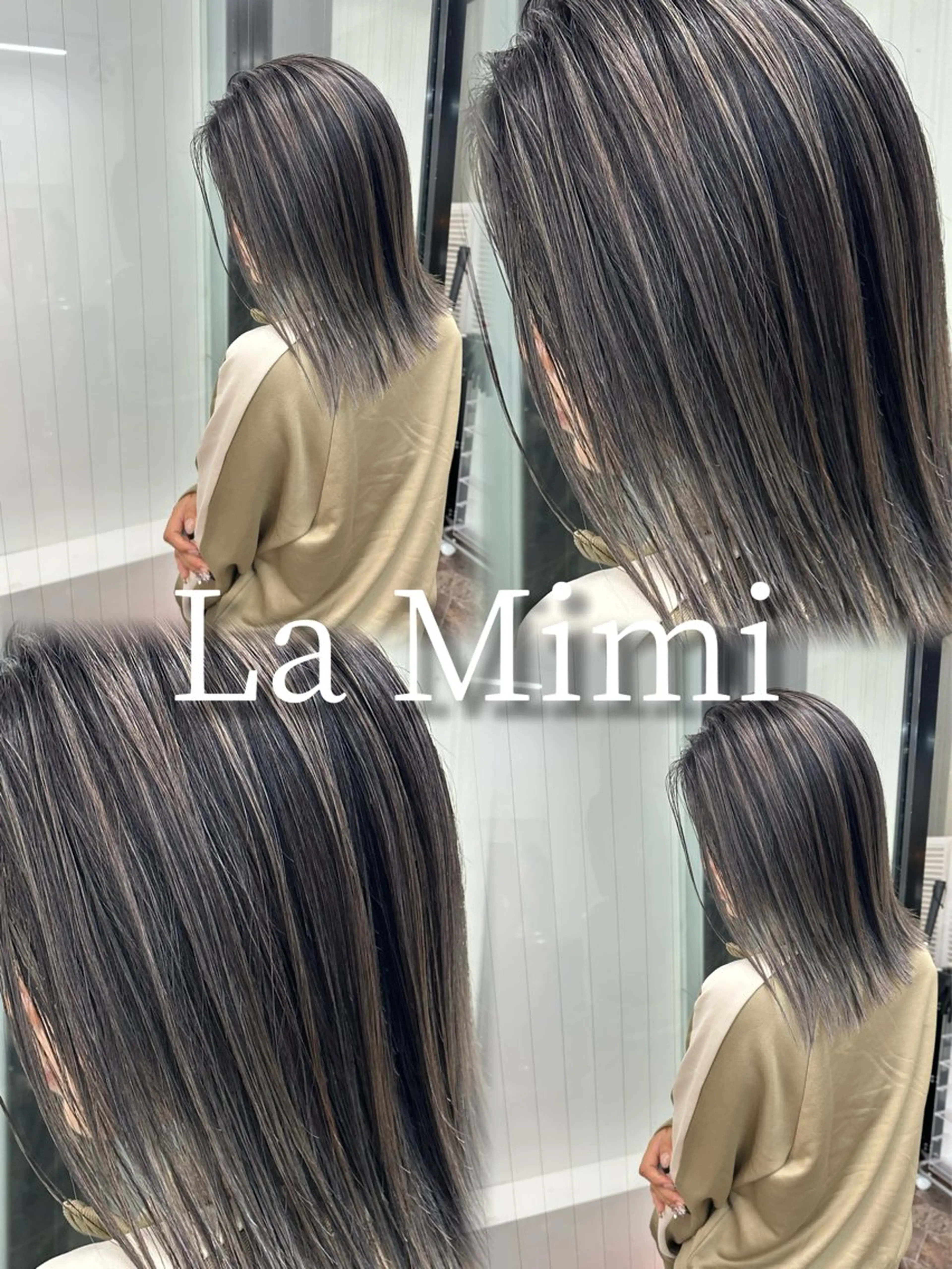 ミディアム カラー ミディアムパーマ バレイヤージュ ミストバング ブリーチ 透明感カラー HAIR SMILE COEURのヘアスタイル