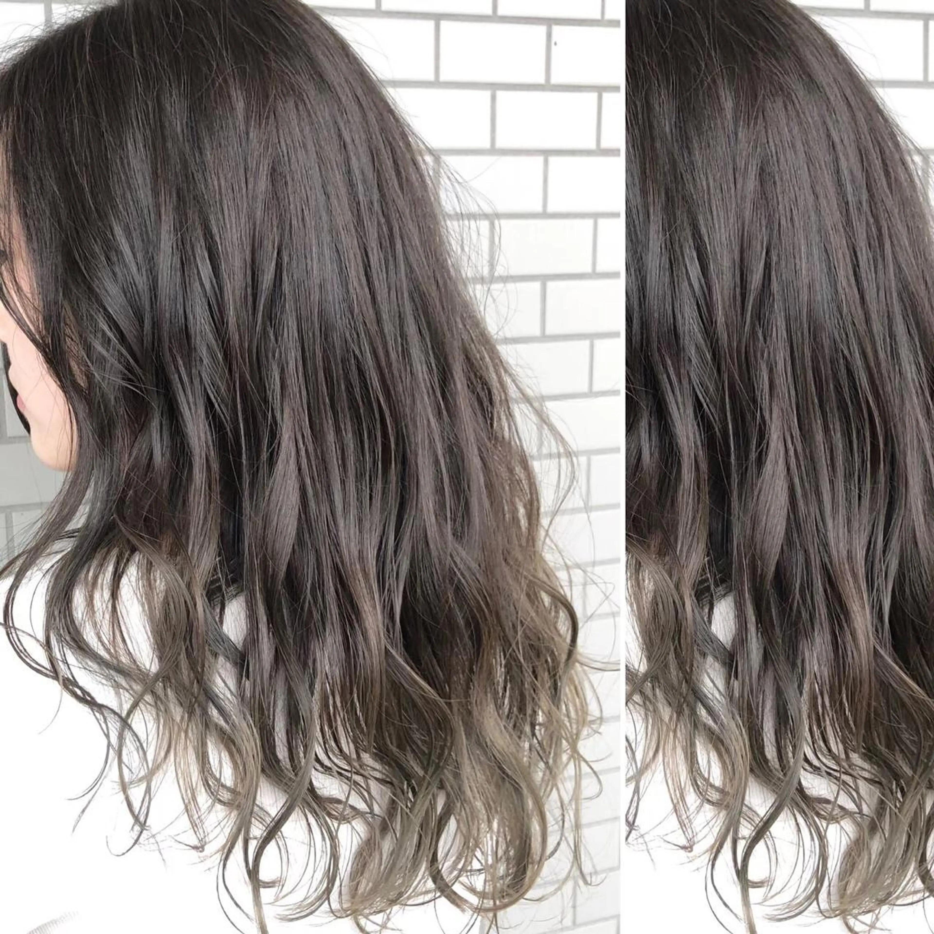 セミロング カラー JuNブリーチに 縮毛矯正するプロのヘアスタイル