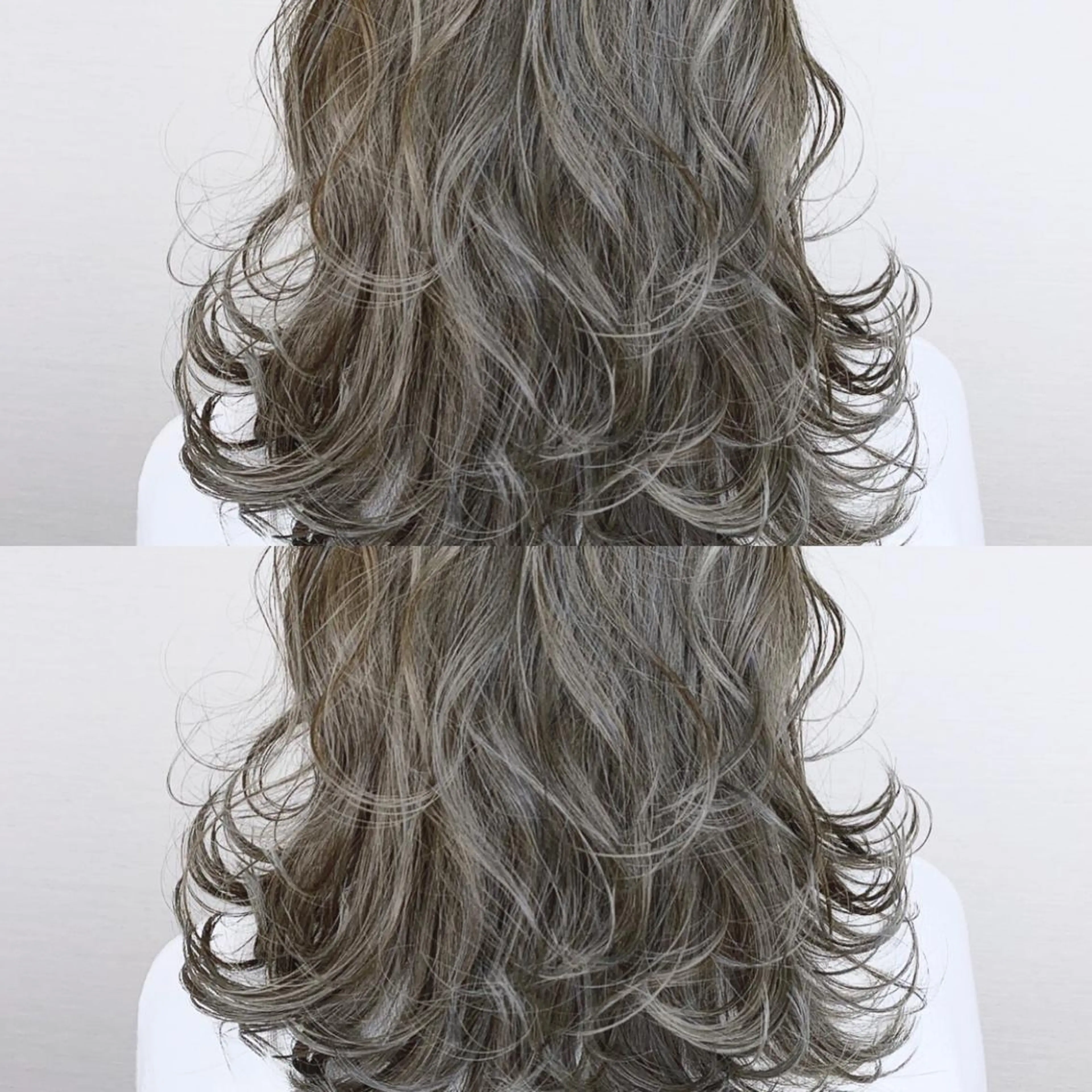 セミロング カラー 韓国レイヤーカット/ ダブルカラーのヘアスタイル