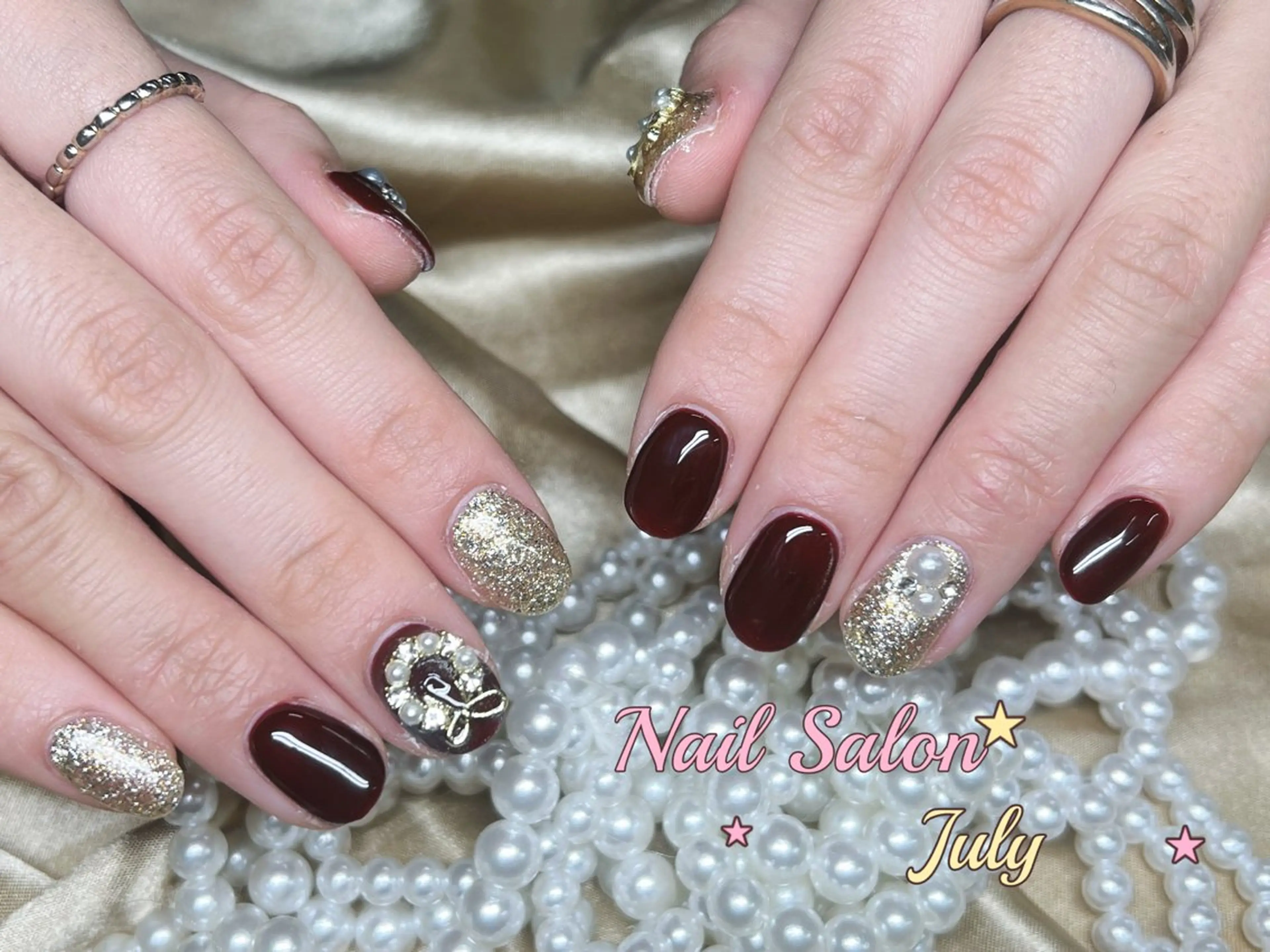 ネイル アートネイル オーロラネイル ジェルネイル ガーリー キラキラネイル ハンドネイル July モモのネイルデザイン