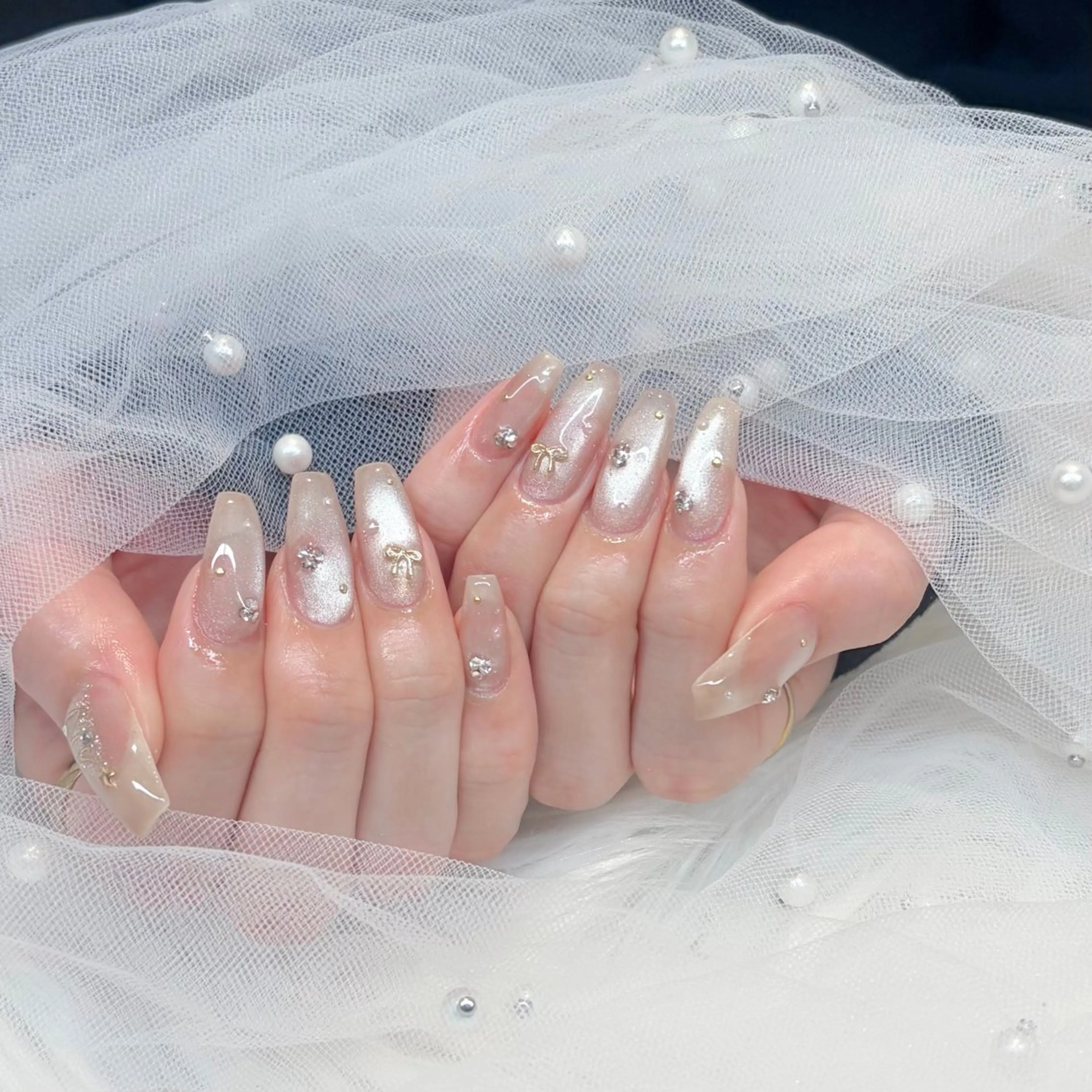 ネイル キラキラネイル マグネットネイル ワンホンネイル ハンドネイル ぷりゅねる 心斎橋のネイルデザイン