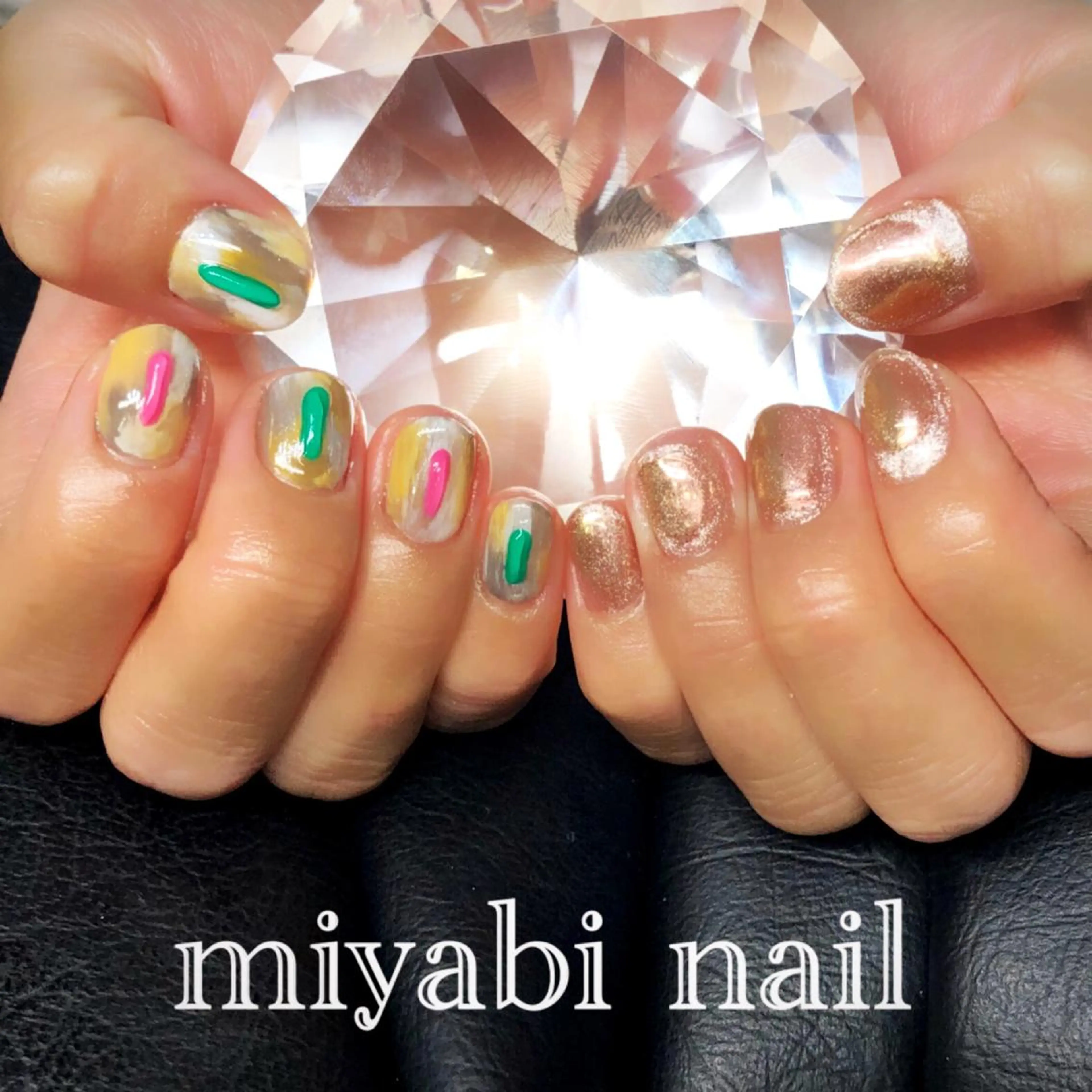 ネイル アートネイル マグネットネイル ミラーネイル 持ち込み ニュアンスネイル ハンドネイル miyabi nail 桂川駅近くのネイルデザイン