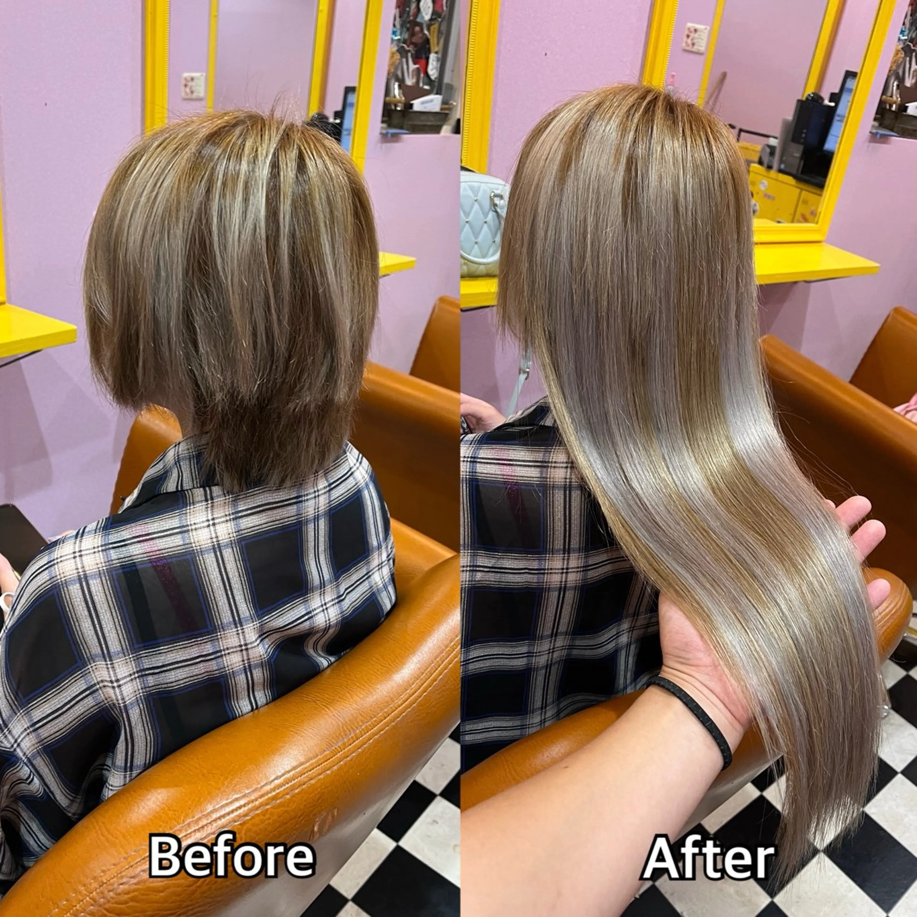 ロング エクステ シール＋ちび編み込み エクステ梅田🐨のヘアスタイル