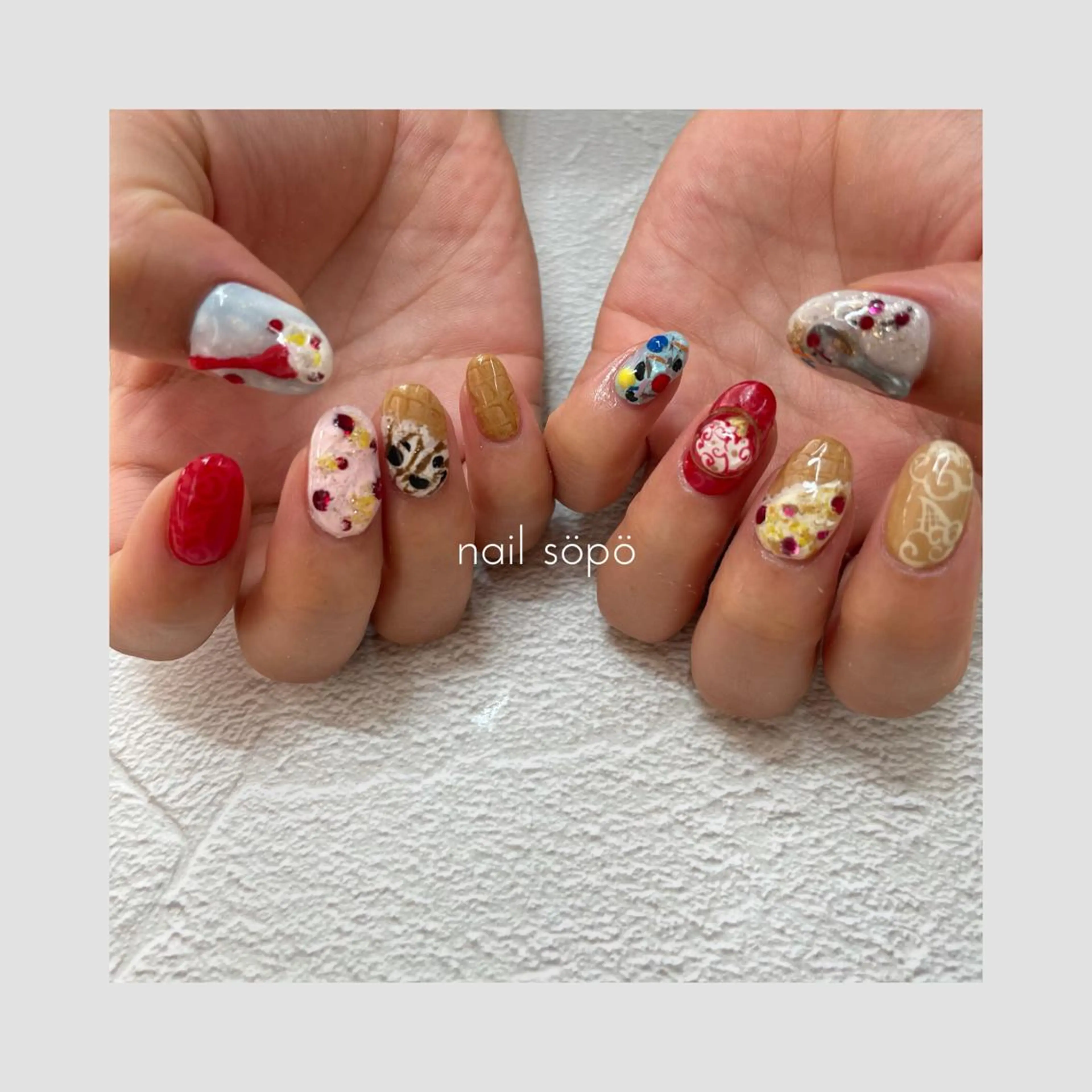 ネイル ストーンネイル 自由が丘✳︎奥沢 nail söpöのネイルデザイン