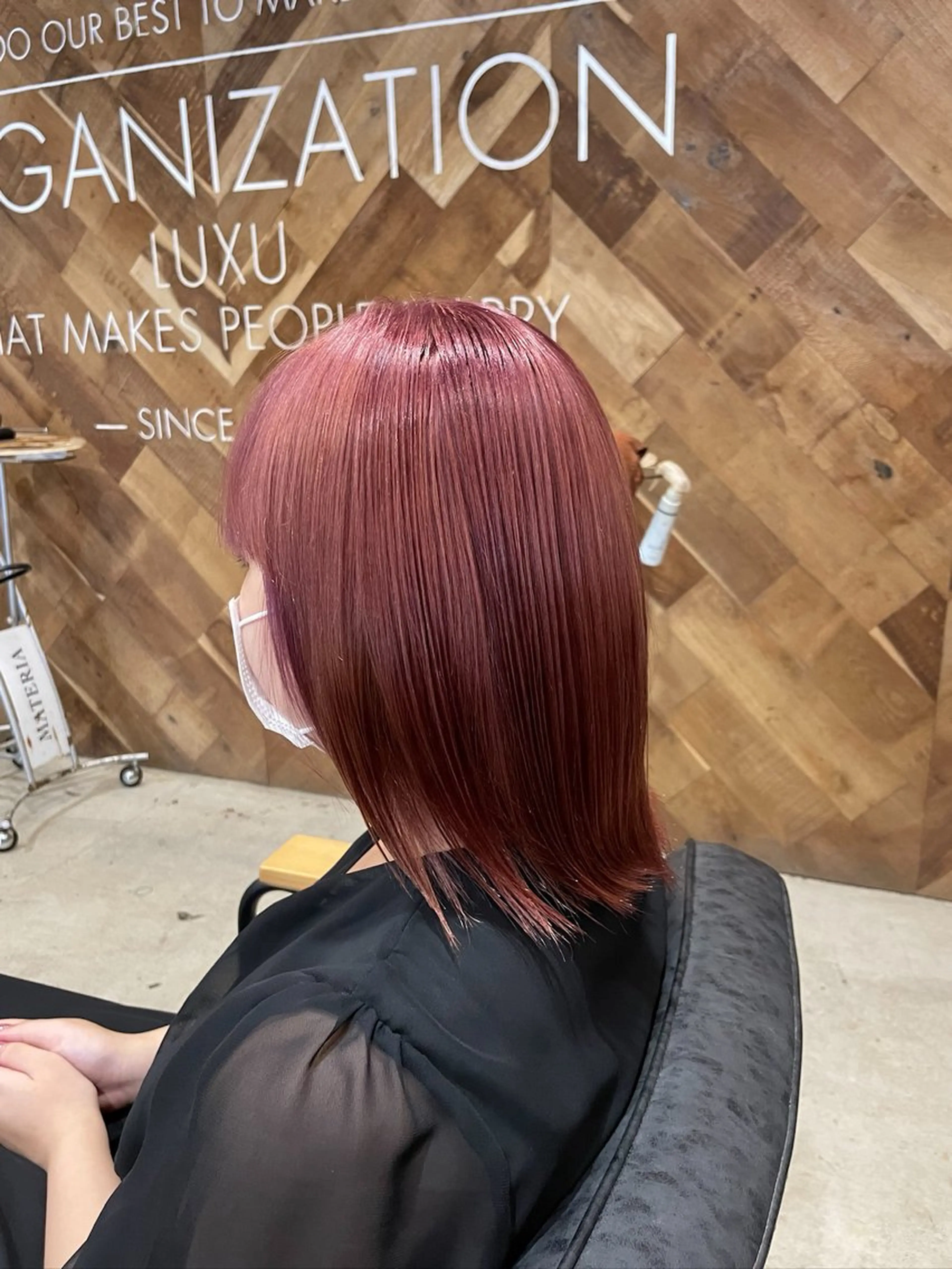 ミディアム カラー レッドカラー カットモデル募集 ロロネー三国のヘアスタイル