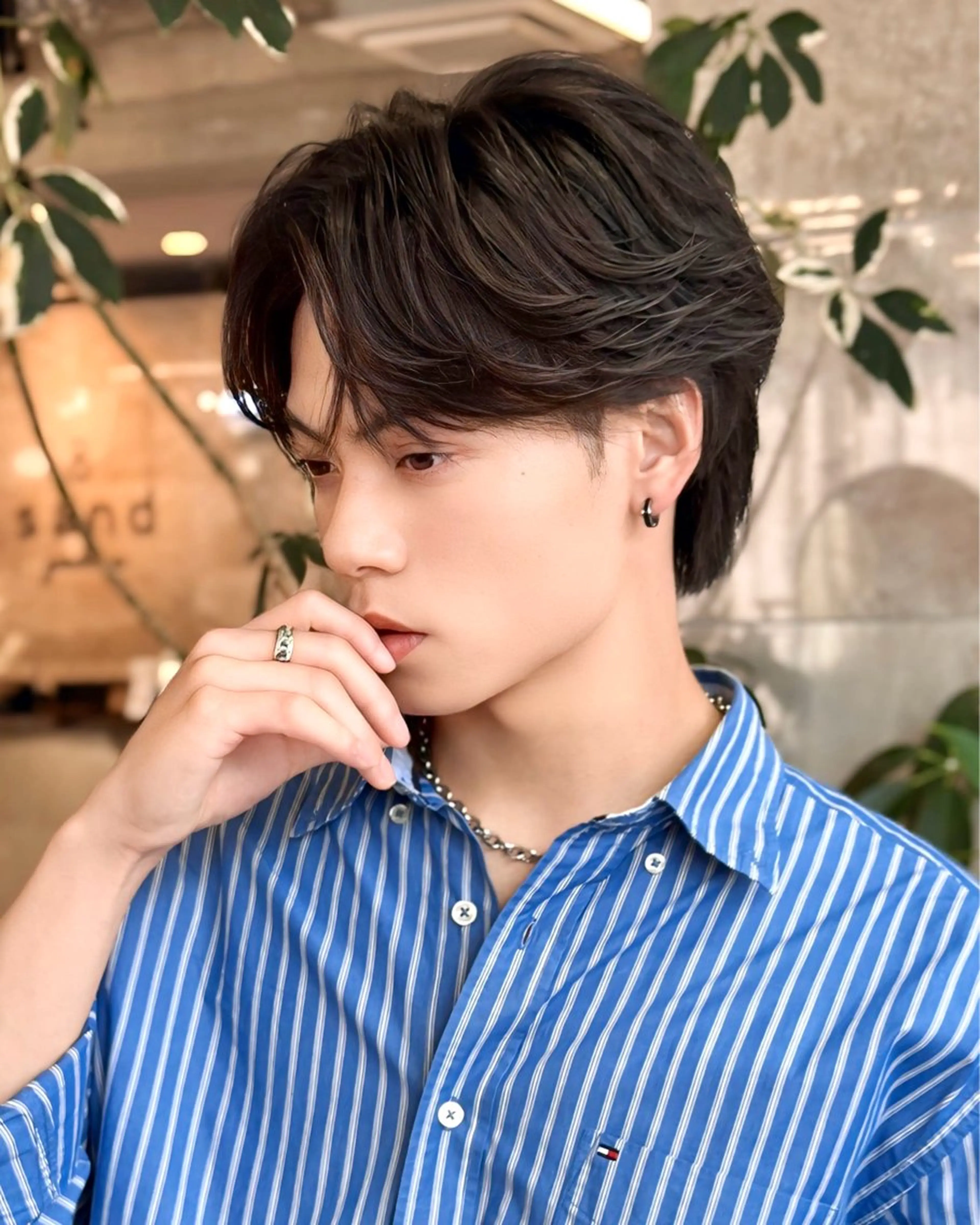 メンズ excia渋谷所属・曲がる縮毛矯正 センターパート/翼のヘアスタイル